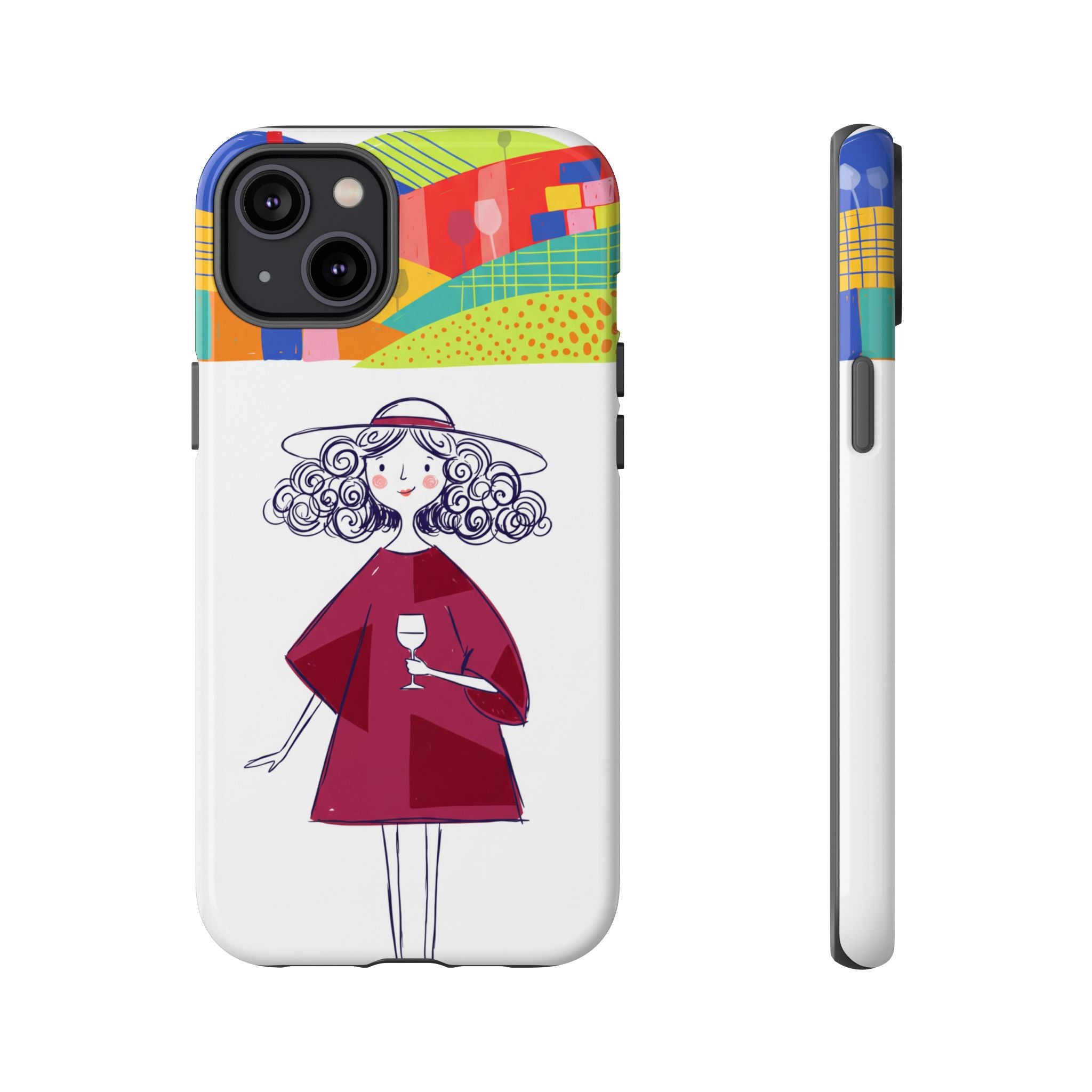 Colourful Artistic Wine Lady iPhone Case