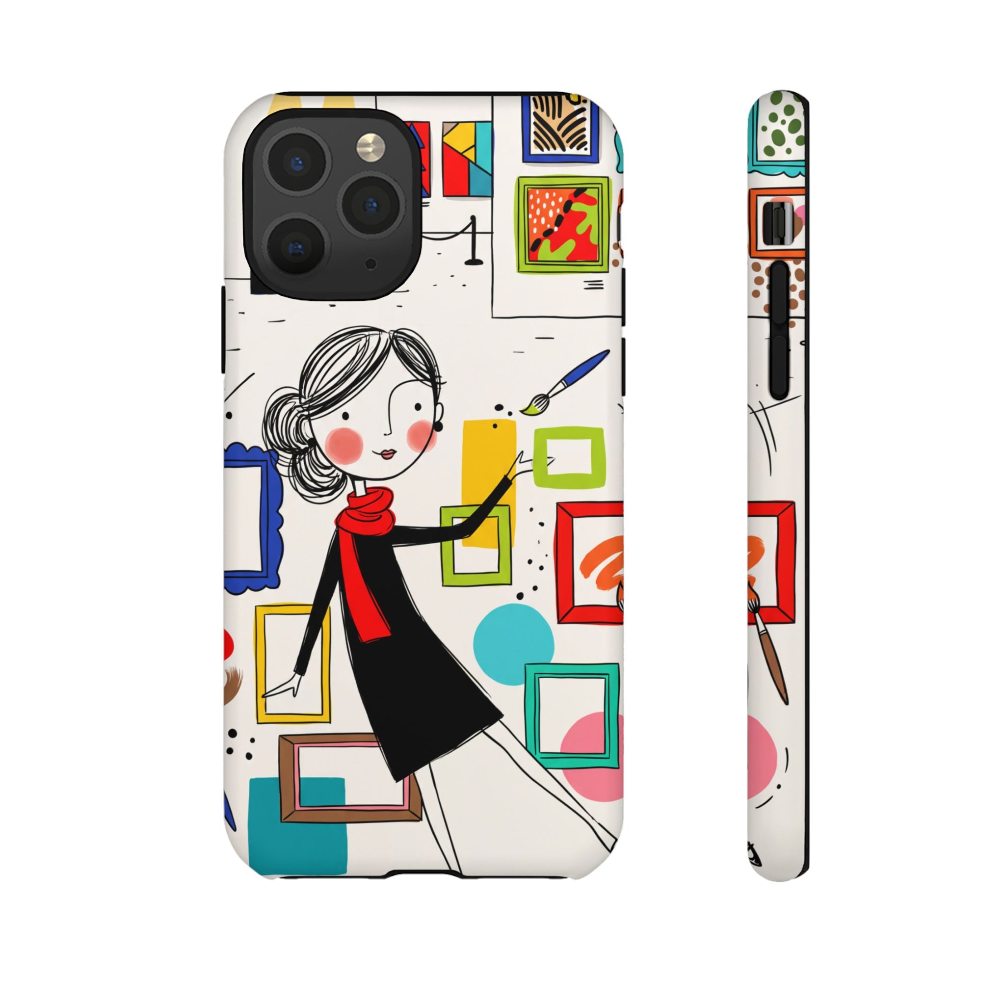 Art Gallery Illustration iPhone Case | Cute Woman with Frames Design