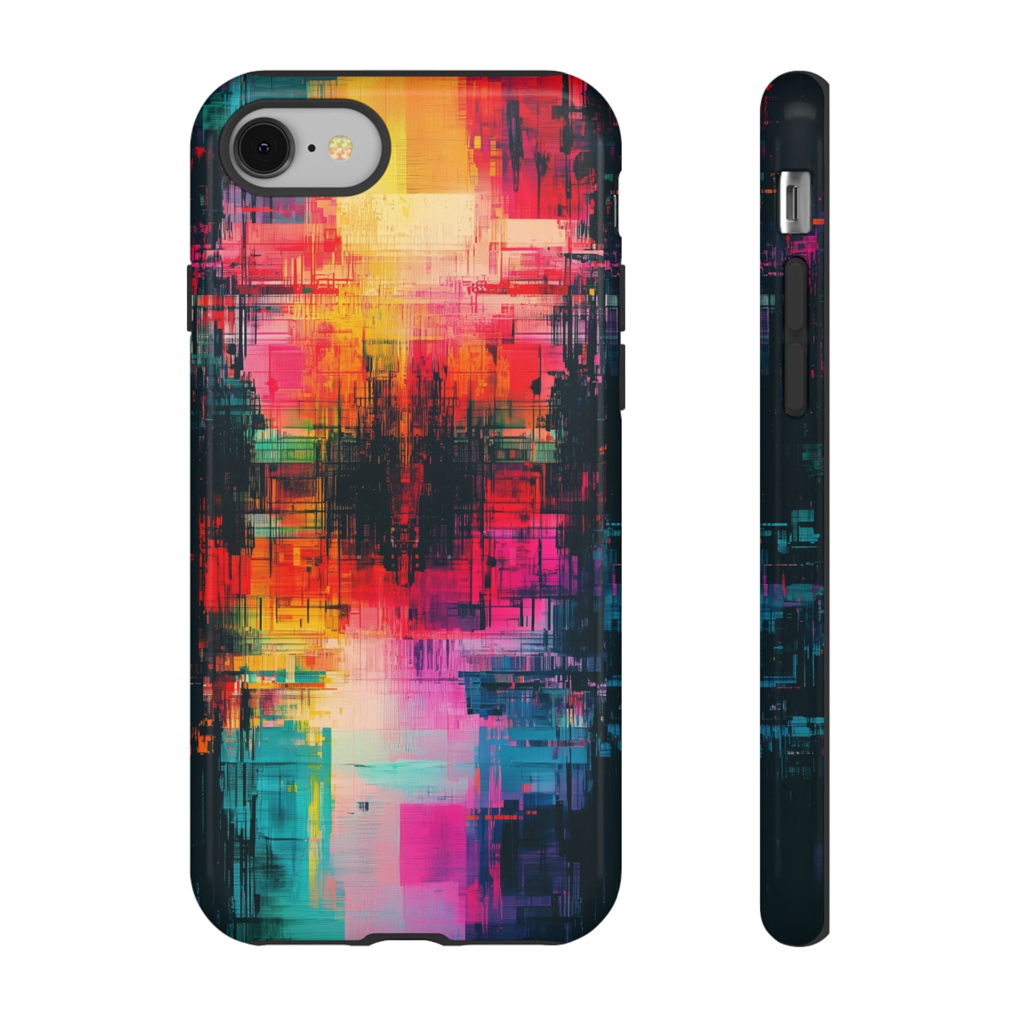 Abstract Neon Glitch Art Tough iPhone Case