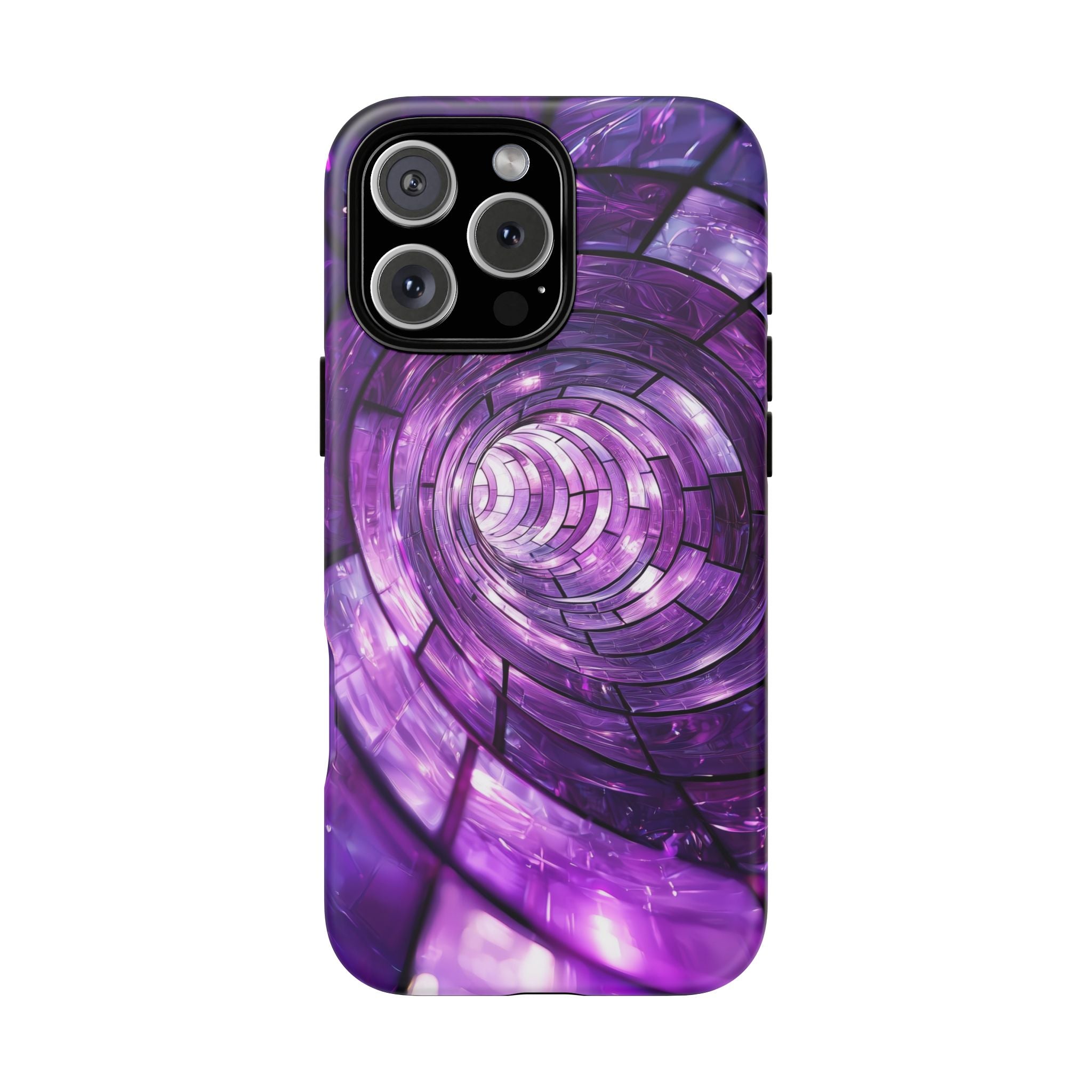 Purple Vortex Tough iPhone Case — Abstract Spiral Protective Cover