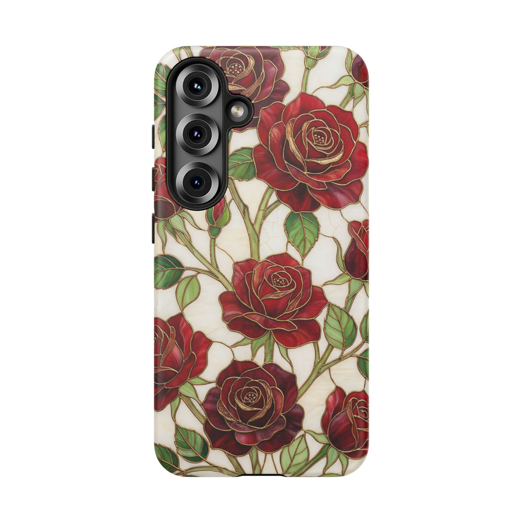 Custodia resistente per Samsung Galaxy con motivo floreale vintage a rosa rossa
