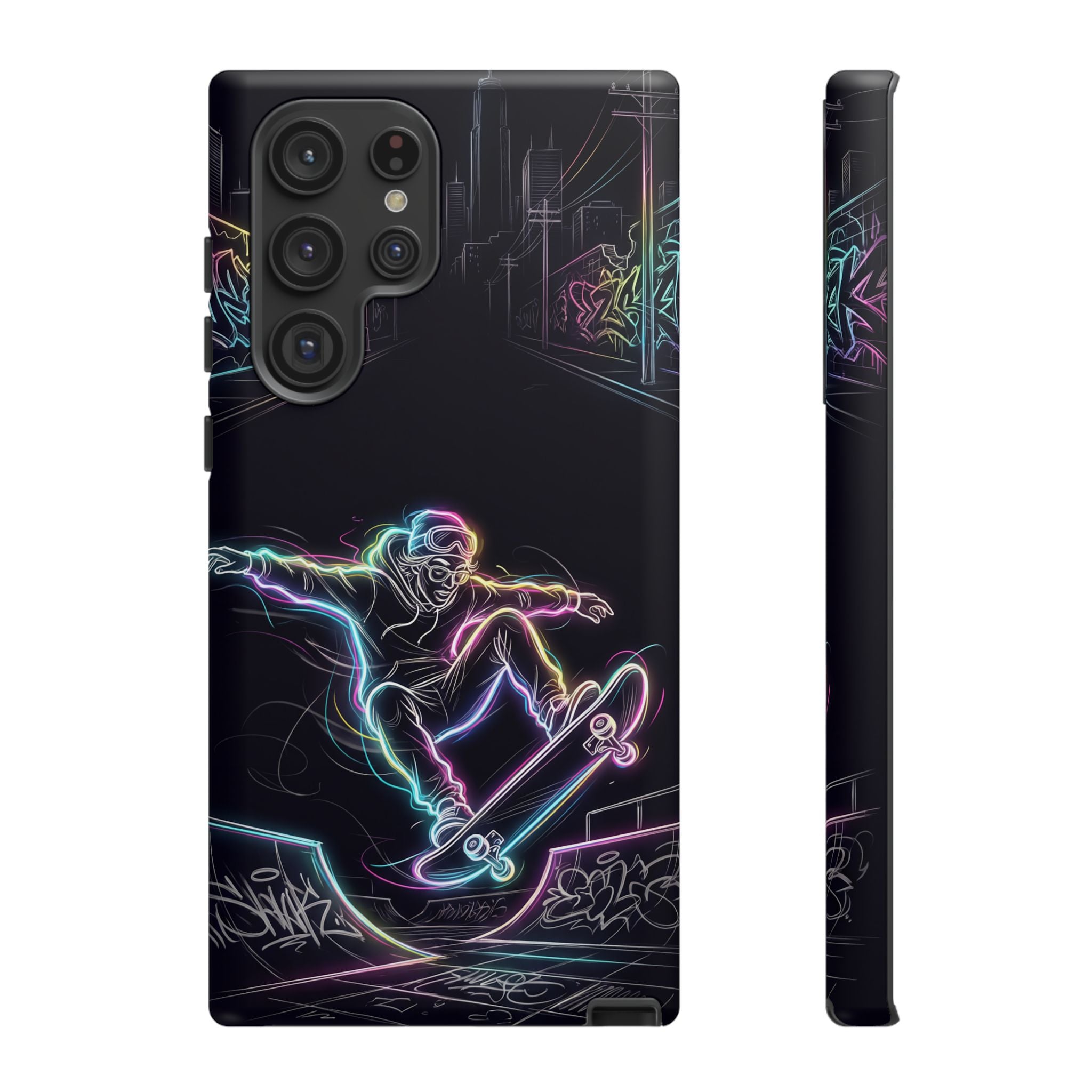 Neon Skateboard Samsung Galaxy Phone Case | Glow Skatepark Protective Cover