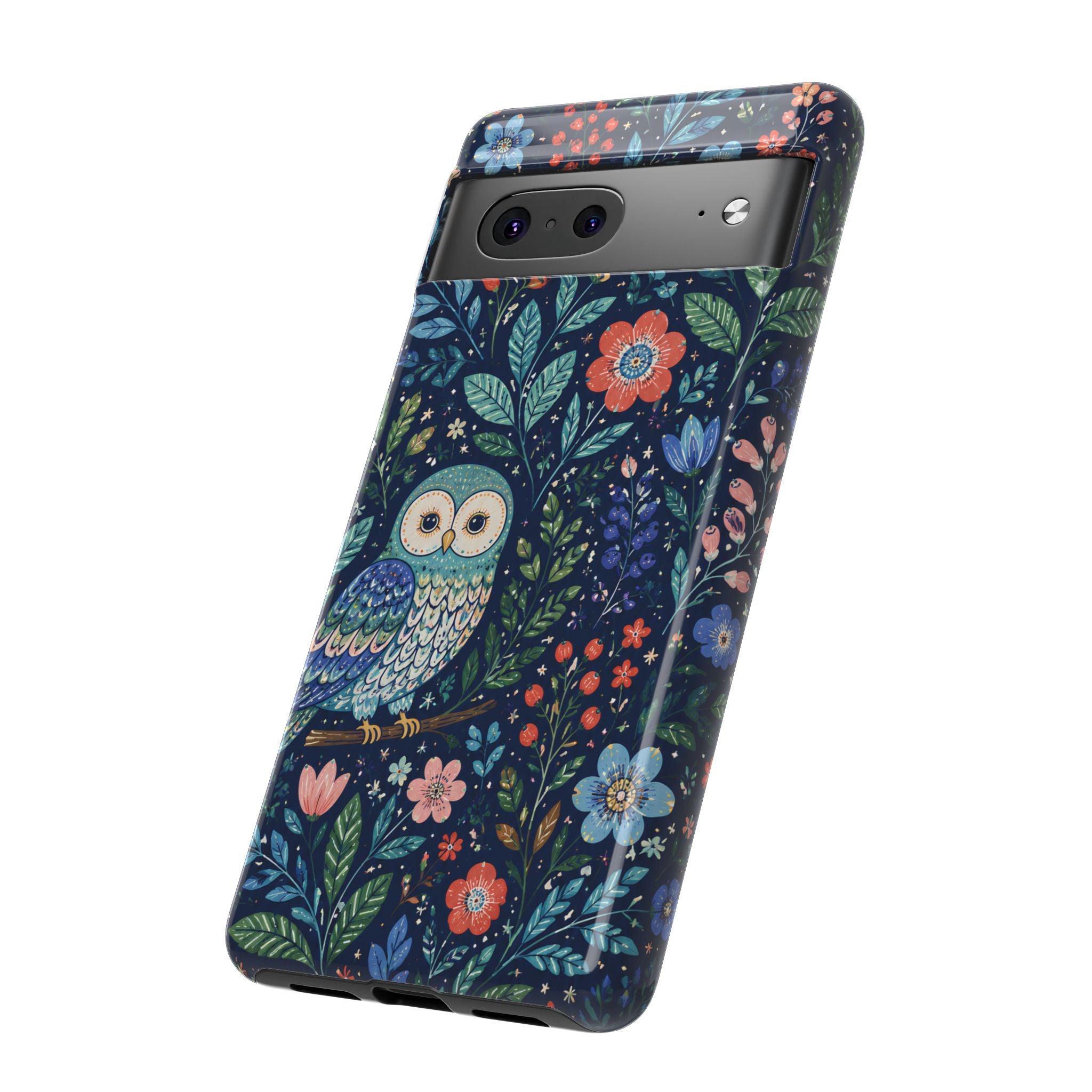 Owl Floral Google Pixel Phone Case | Navy Botanical Protective Phone Cover