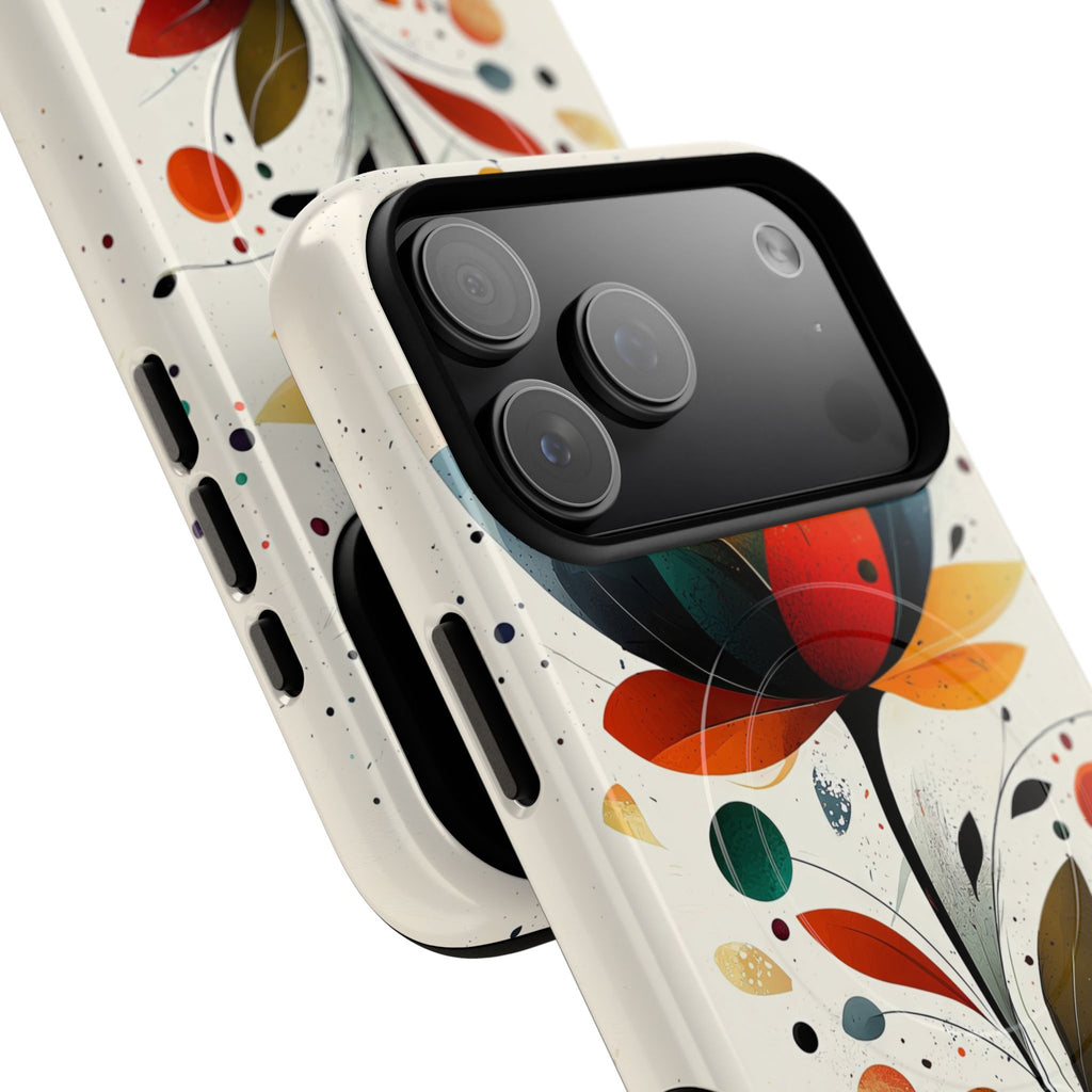 Custodia MagSafe resistente per iPhone con motivo astratto floreale | Arte del loto colorato