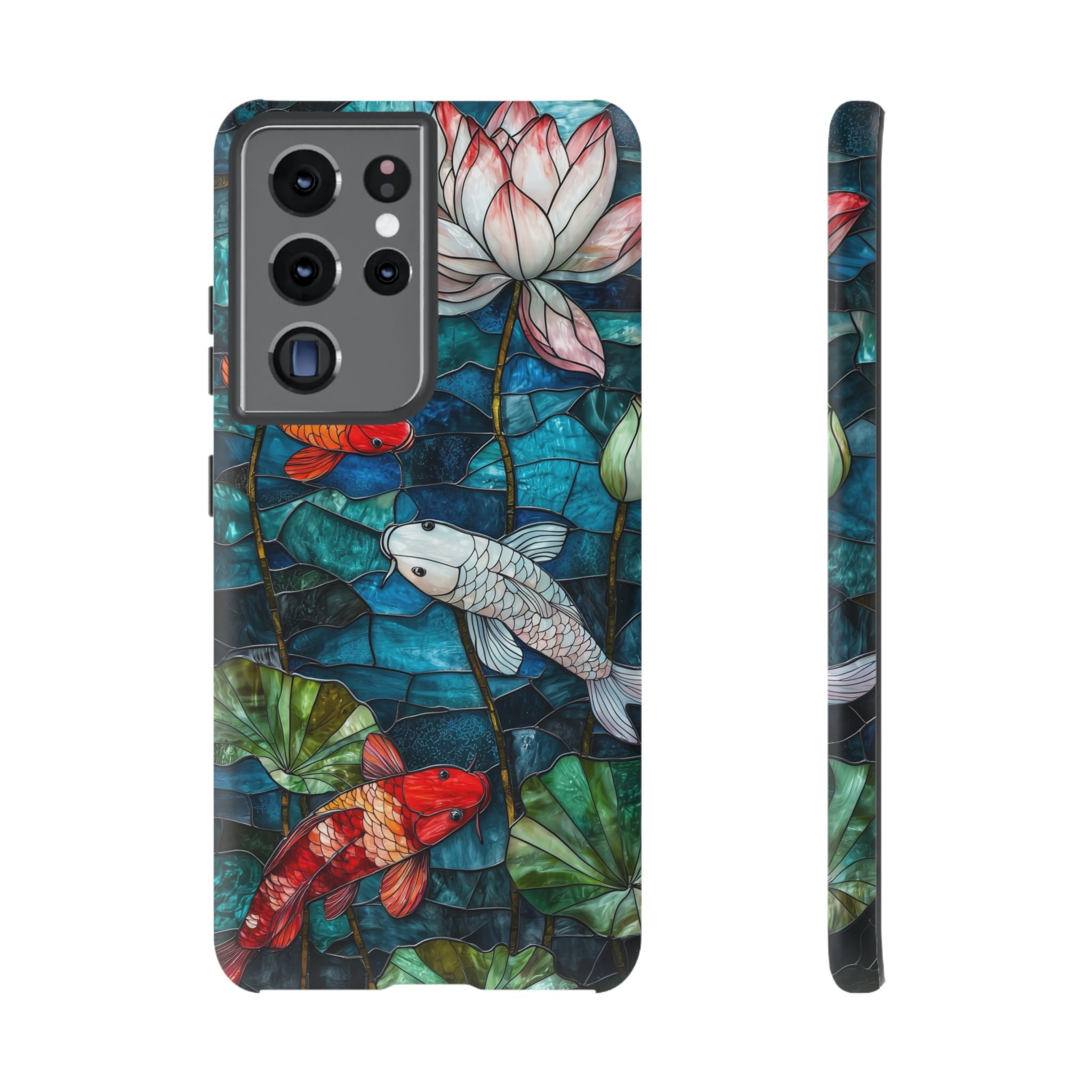 Koi Pond Tough Samsung Galaxy Case — Stained Glass Lotus & Koi Design