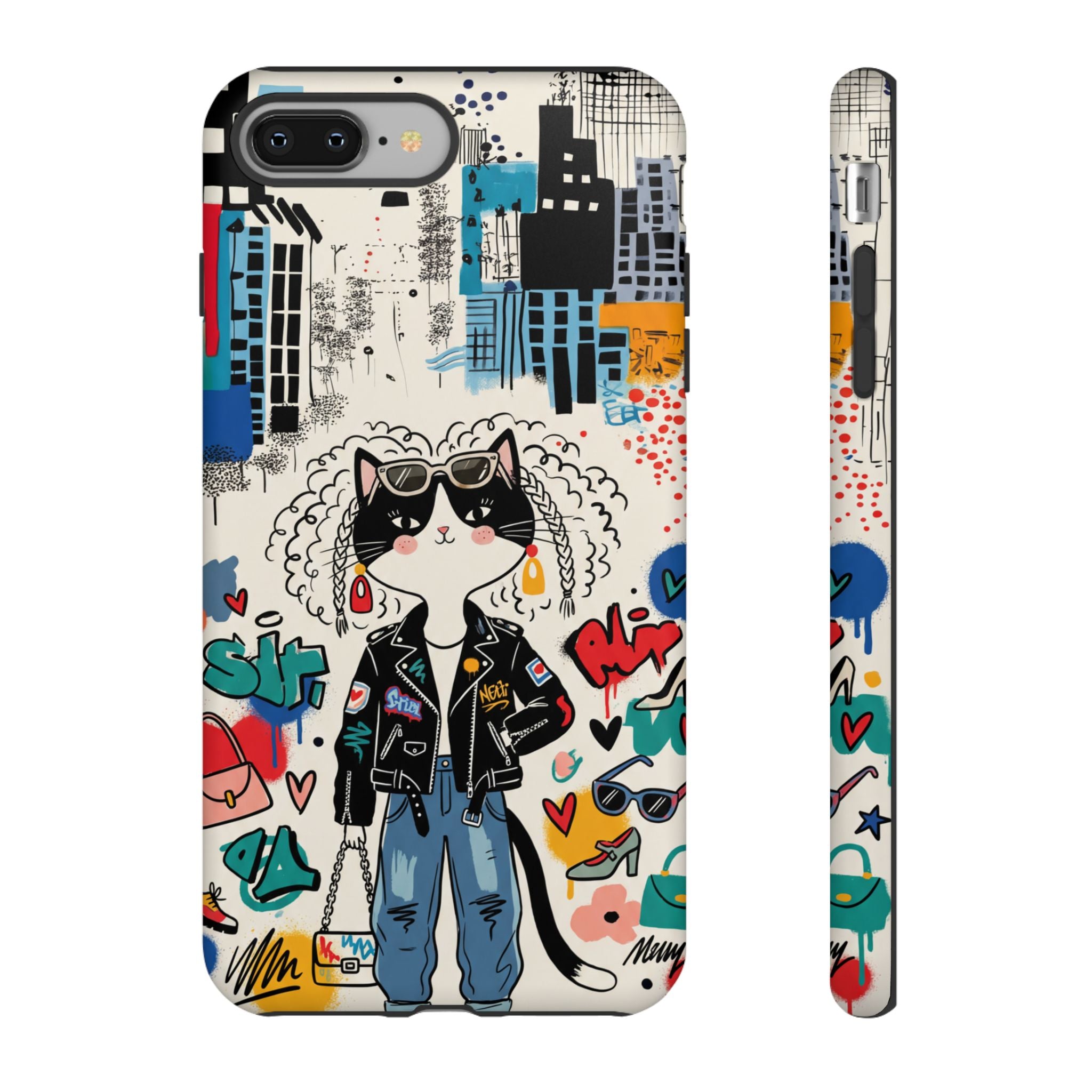Punk City Cat Graffiti Design iPhone Case