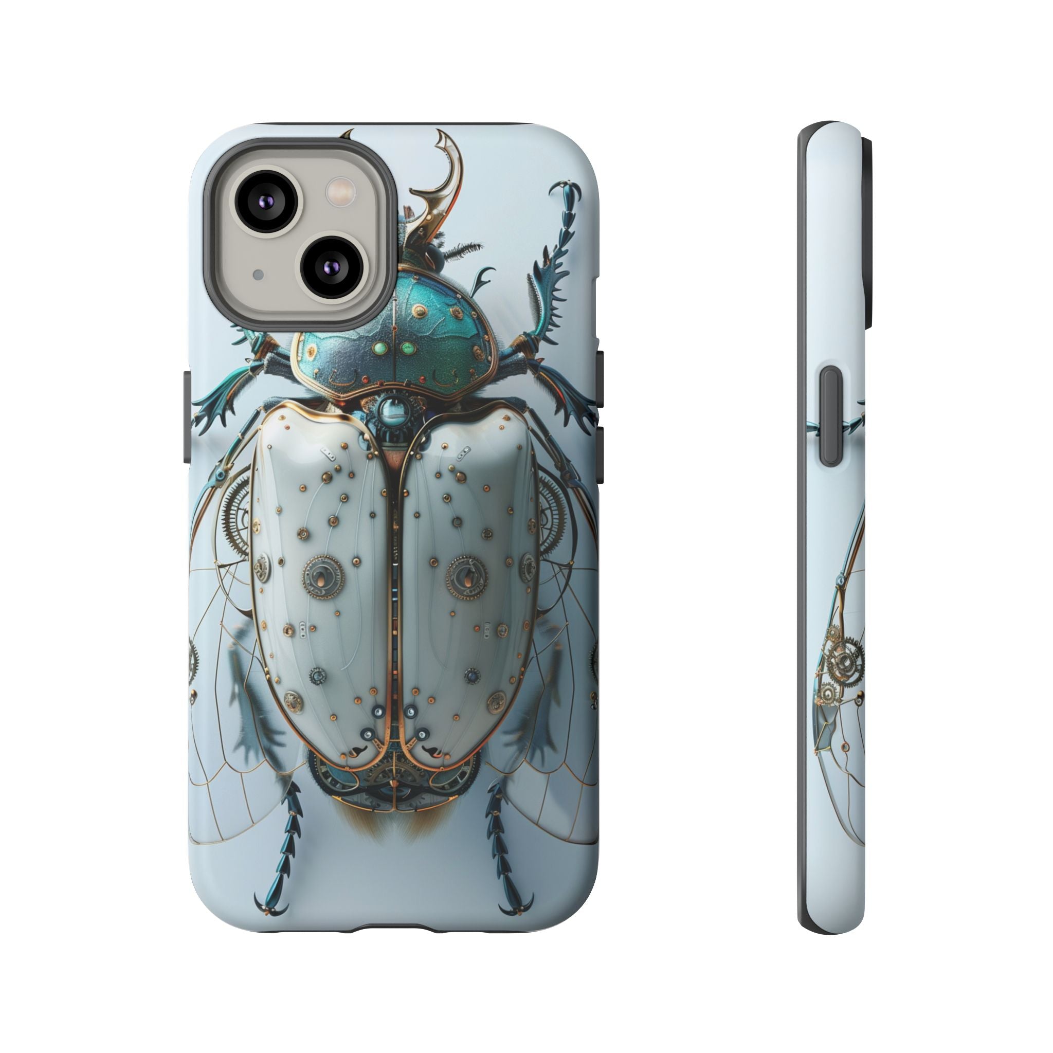 Steampunk White Beetle Protective Tough iPhone Case