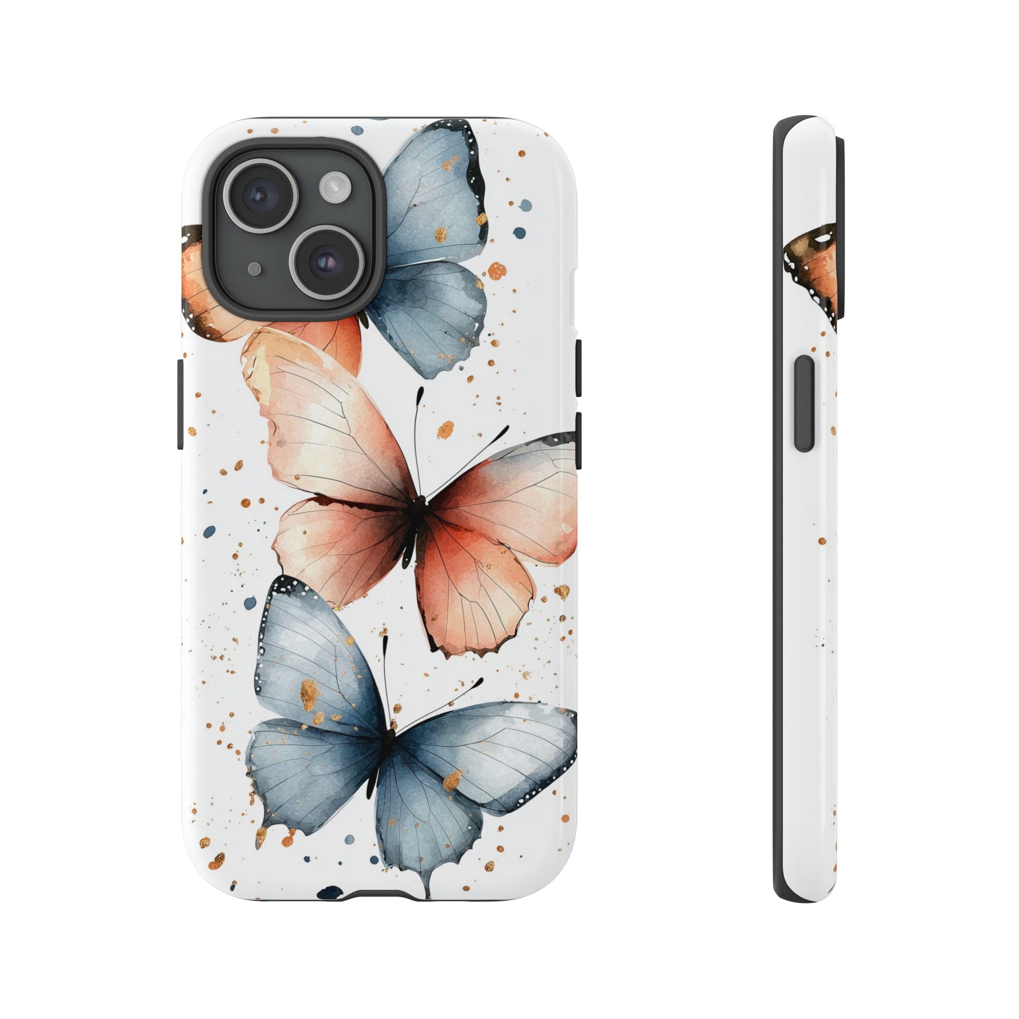 Watercolour Blue & Peach Butterfly Tough iPhone Case