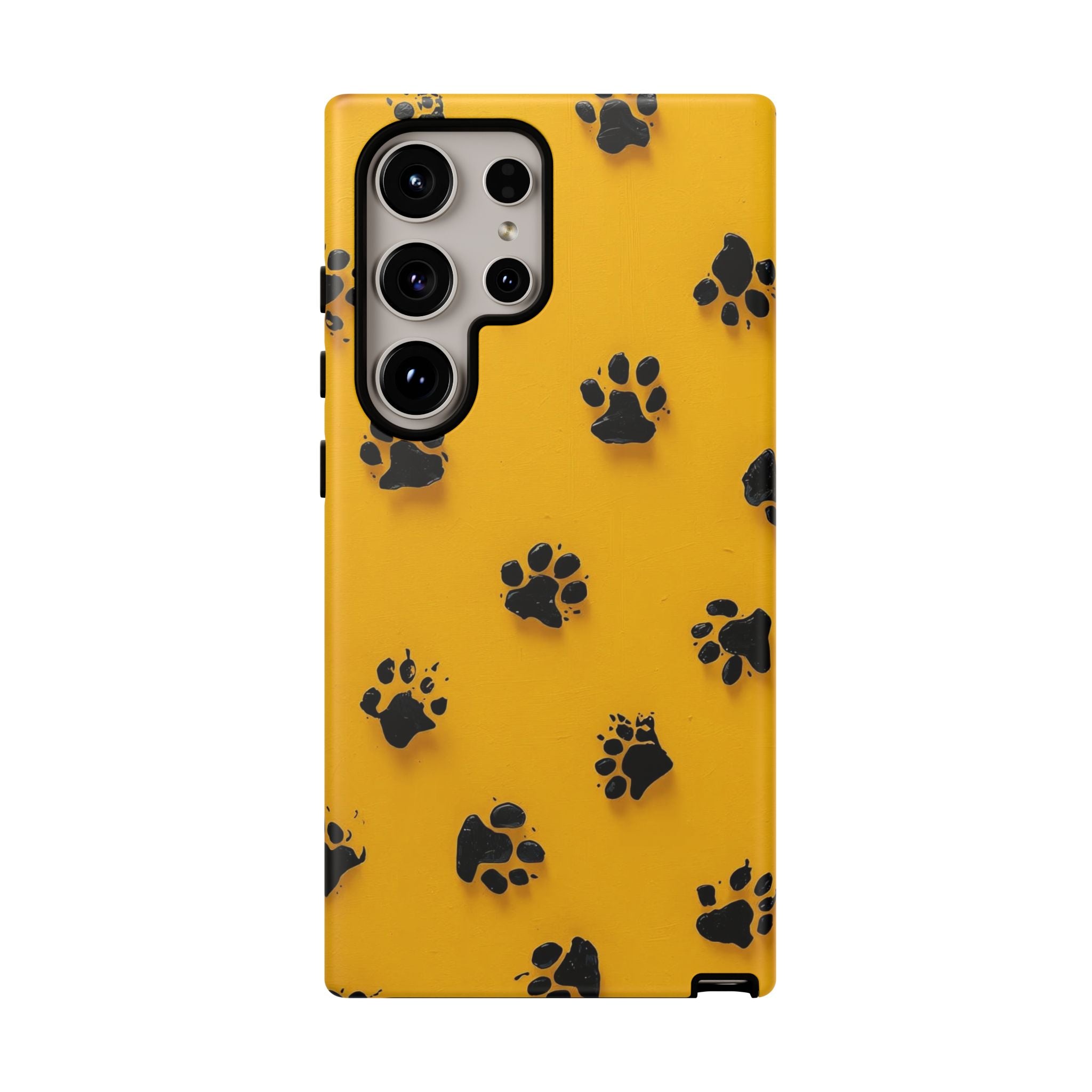 Yellow Paw Print Tough Samsung Galaxy Case — Protective Dog & Cat Lover Cover
