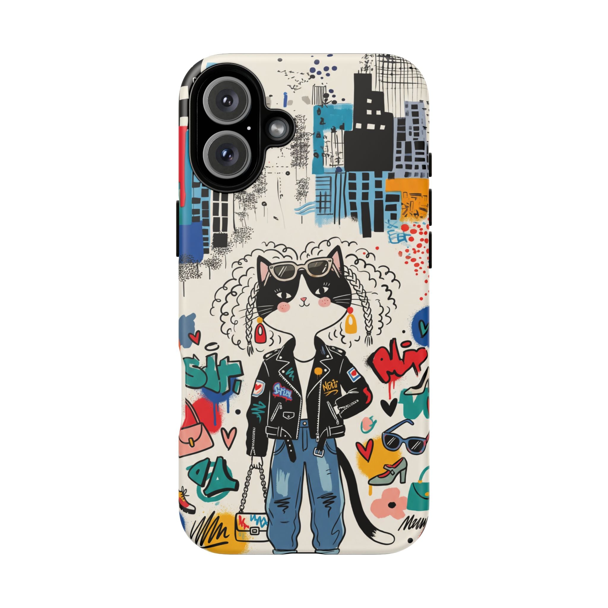 Punk City Cat Graffiti Design iPhone Case