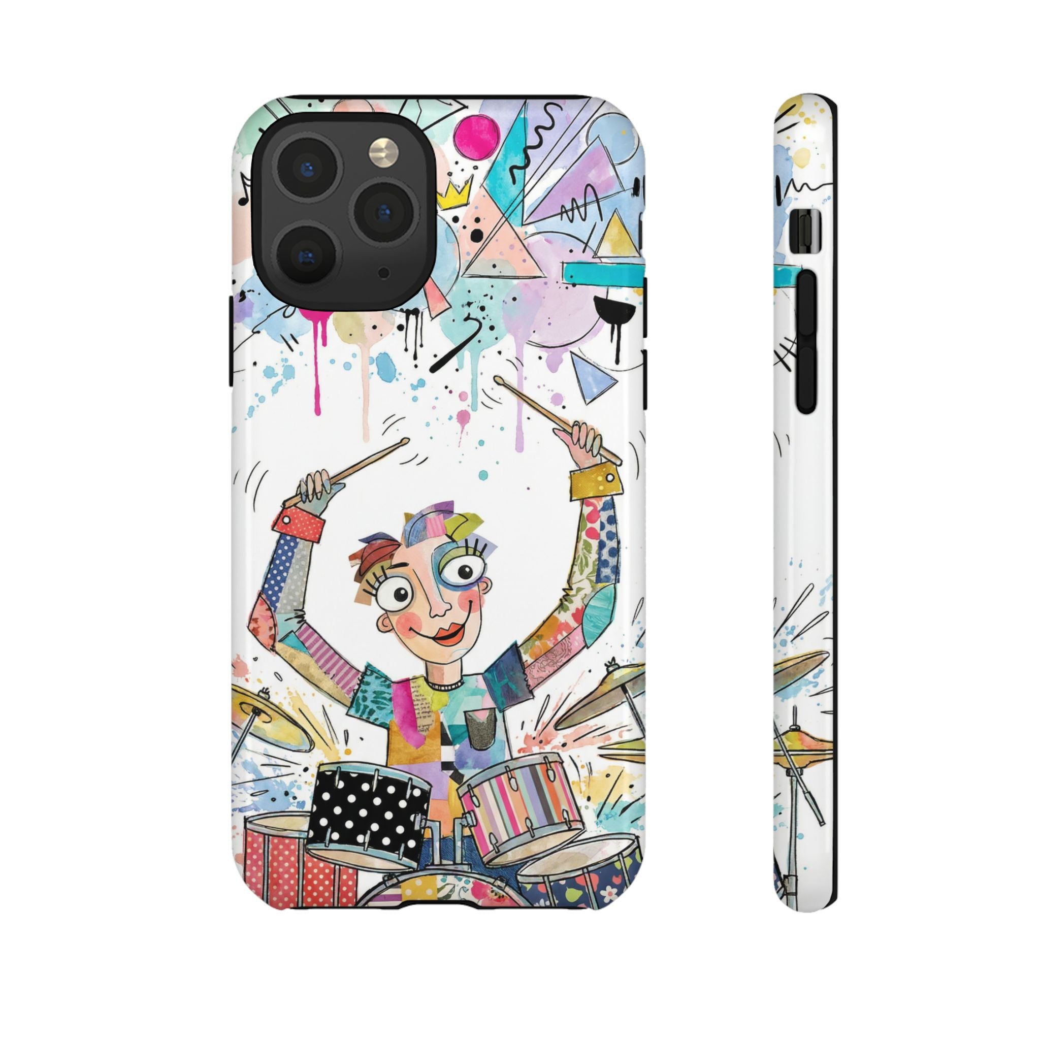 Drummer Boy iPhone Case | Colorful Cartoon Drum Kit Protective Cover