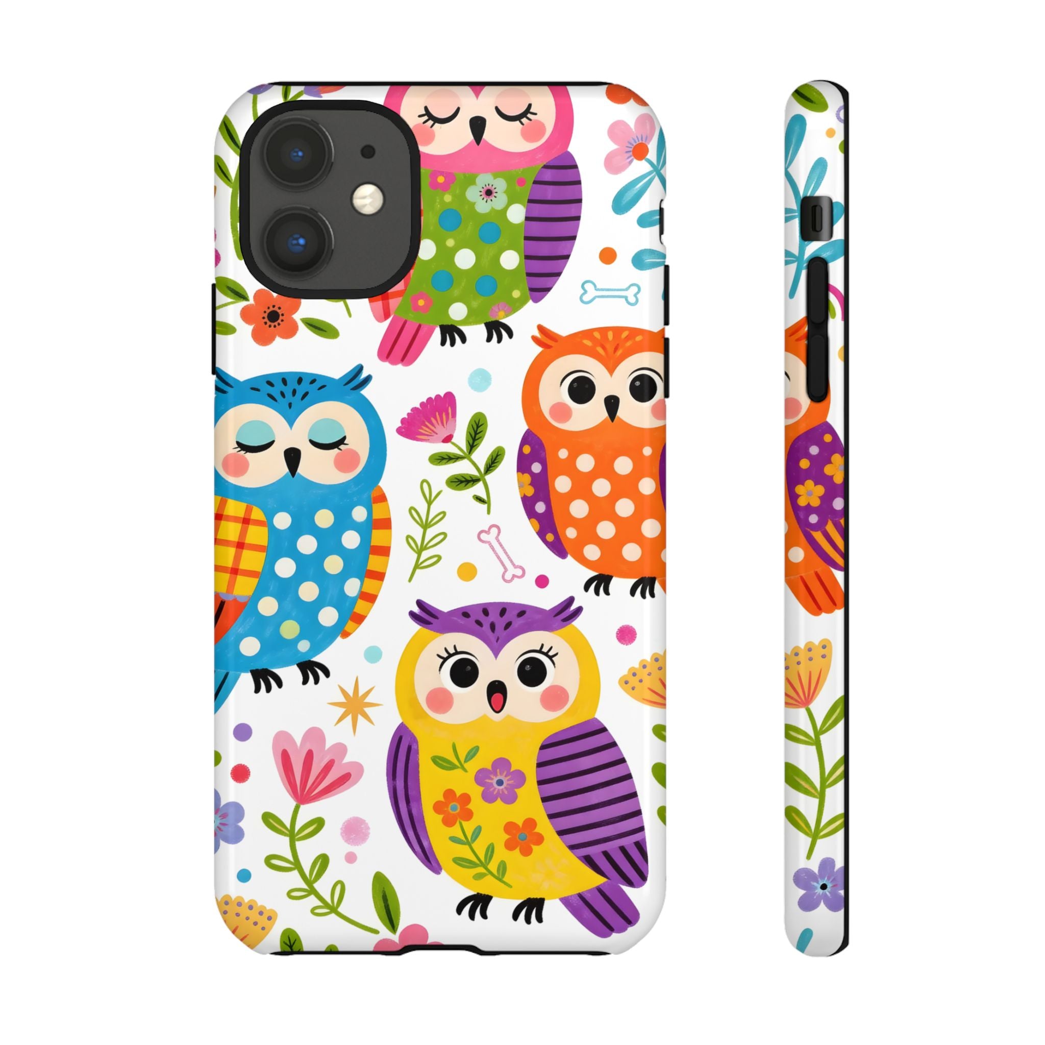 Cute Colorful Owls iPhone Case | Cute Owl Pattern Tough Case