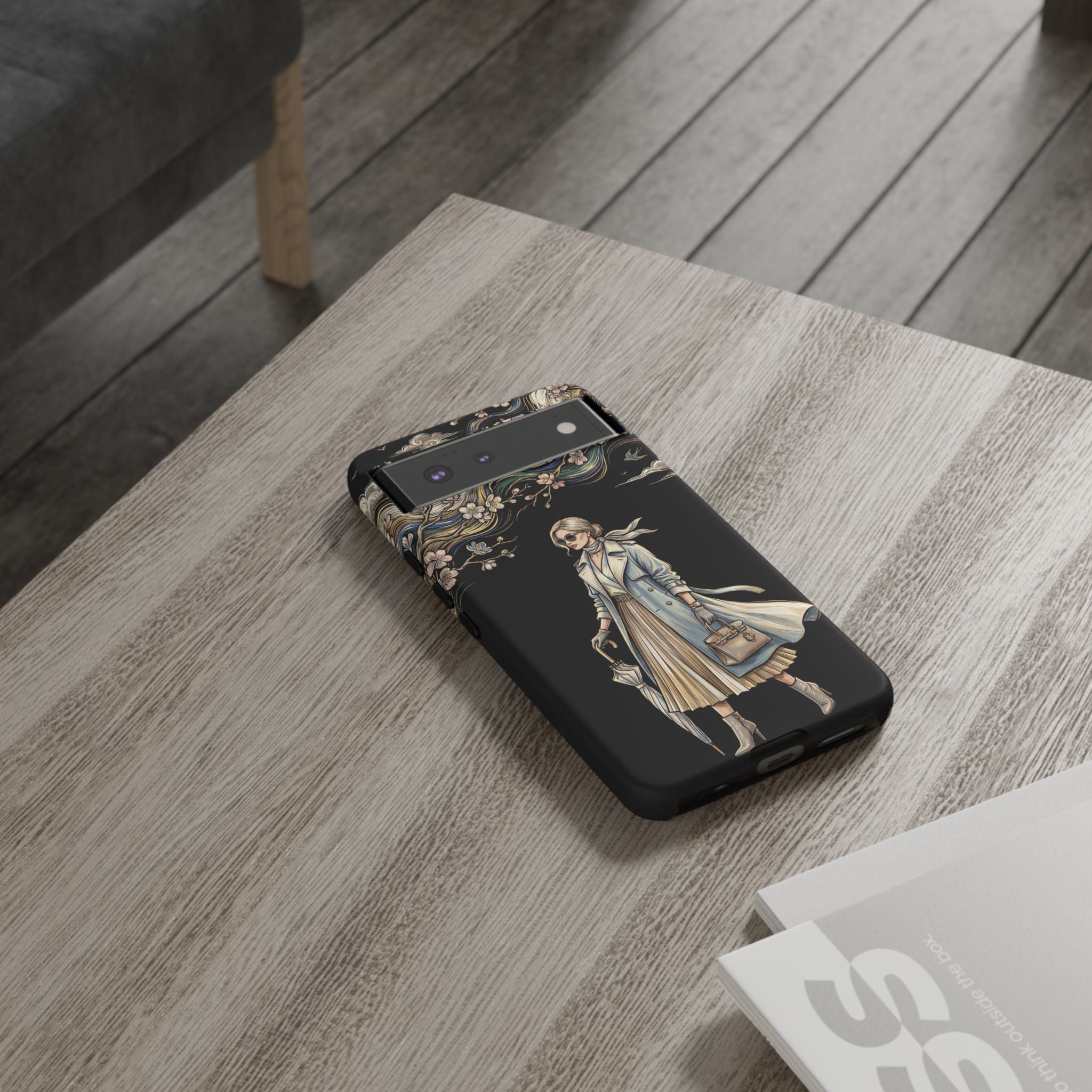 Cover per Google Pixel "Vintage Chic" | Illustrazione Donna Elegante