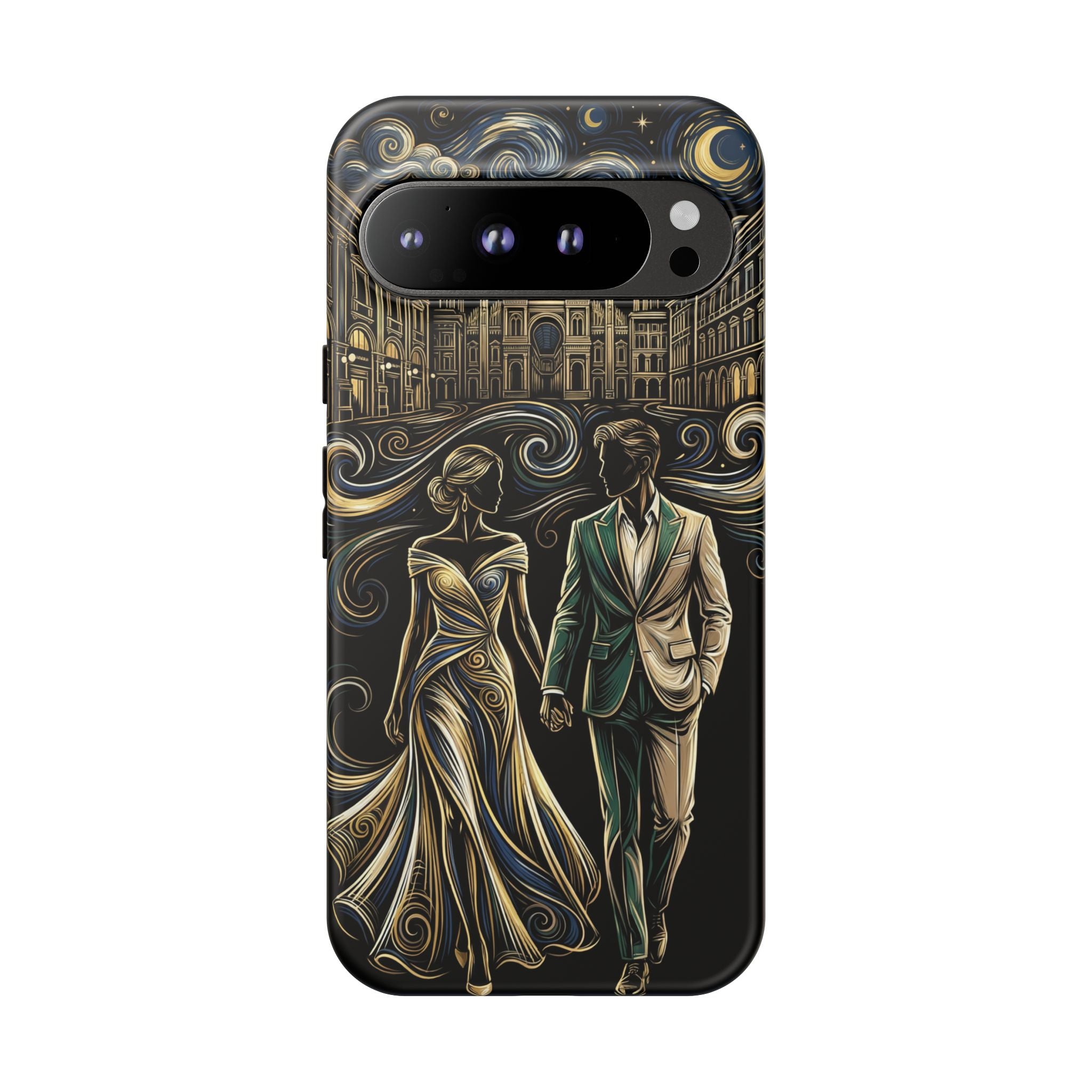 Romantic Night Walk Google Pixel Phone Case | Elegant Couple Art