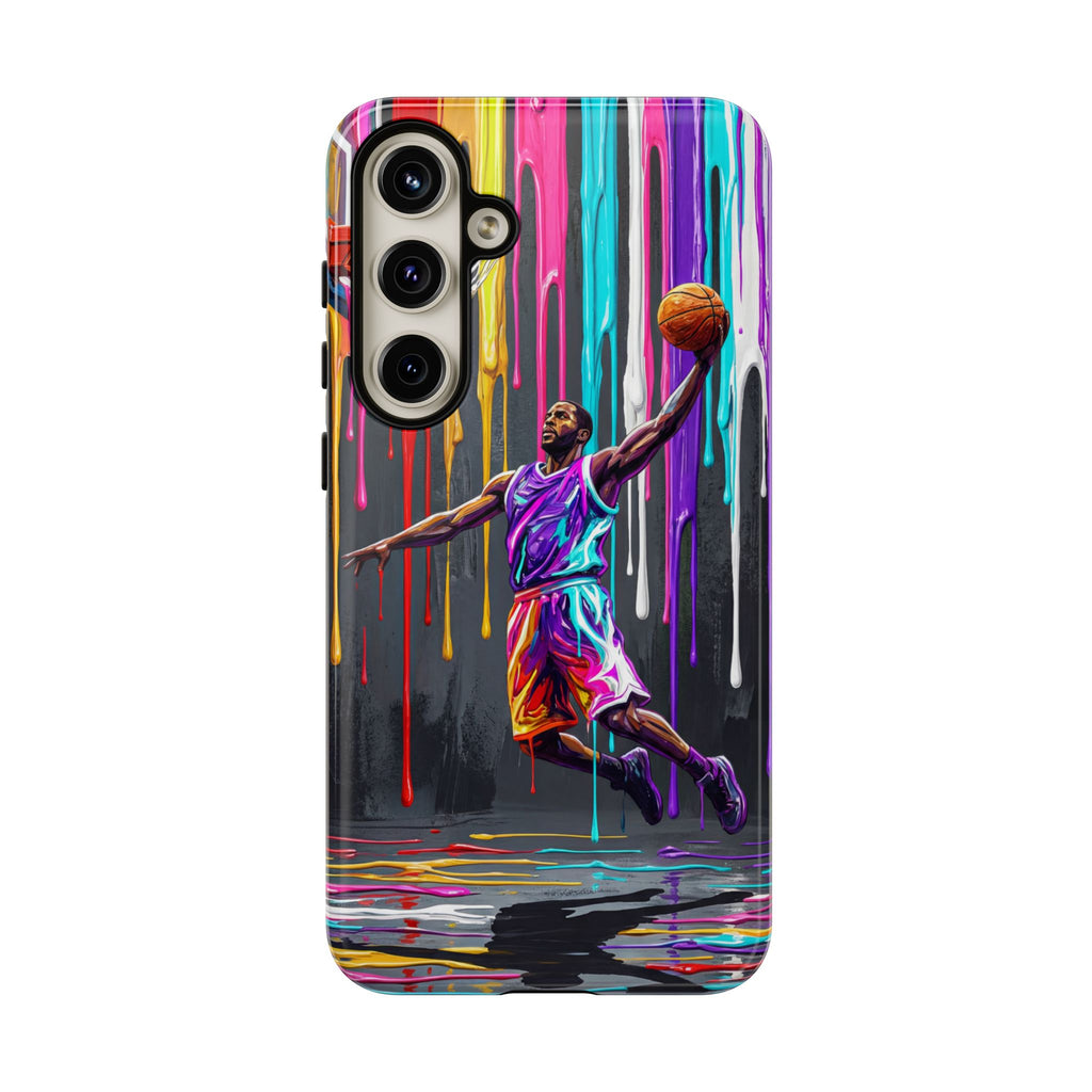 Color Splash Basketball Samsung Galaxy Phone Case | Vibrant Drip Dunk Design