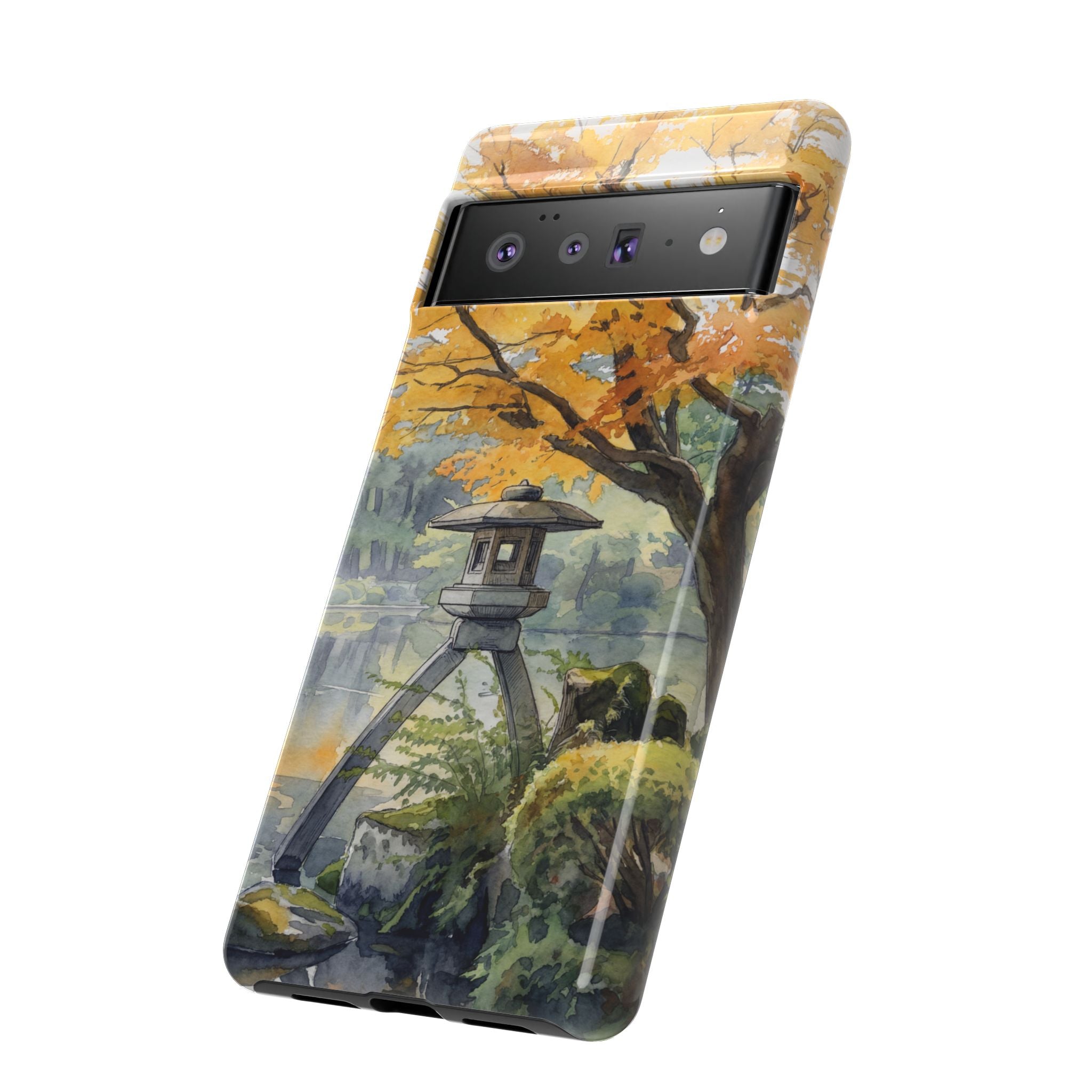 Autumn Japanese Garden Google Pixel Phone Case | Scenic Lantern Fall