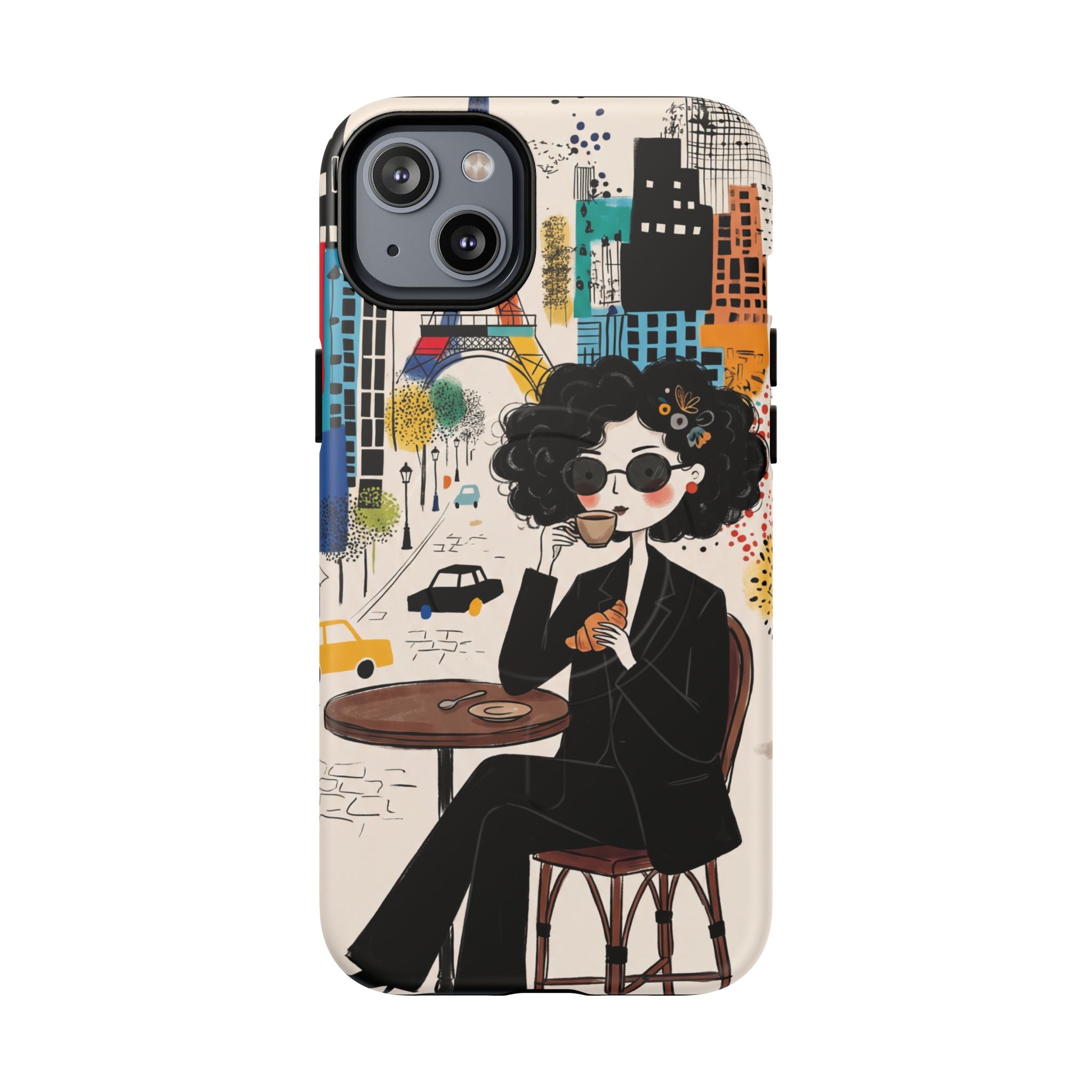 Paris Cafe Chic MagSafe iPhone Case | Stylish Woman Illustration iPhone Cover
