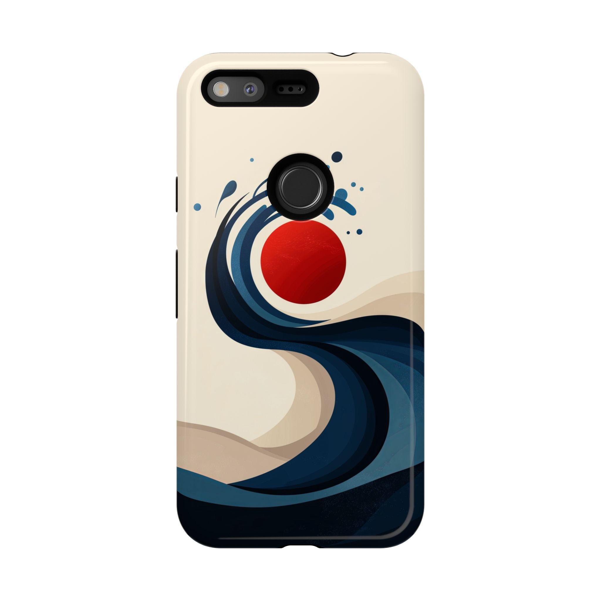 Abstract Wave Google Pixel Case | Red Sun Ocean Art