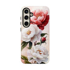 Custodia per Samsung Galaxy con motivo floreale Peony | Rosa bianca vintage