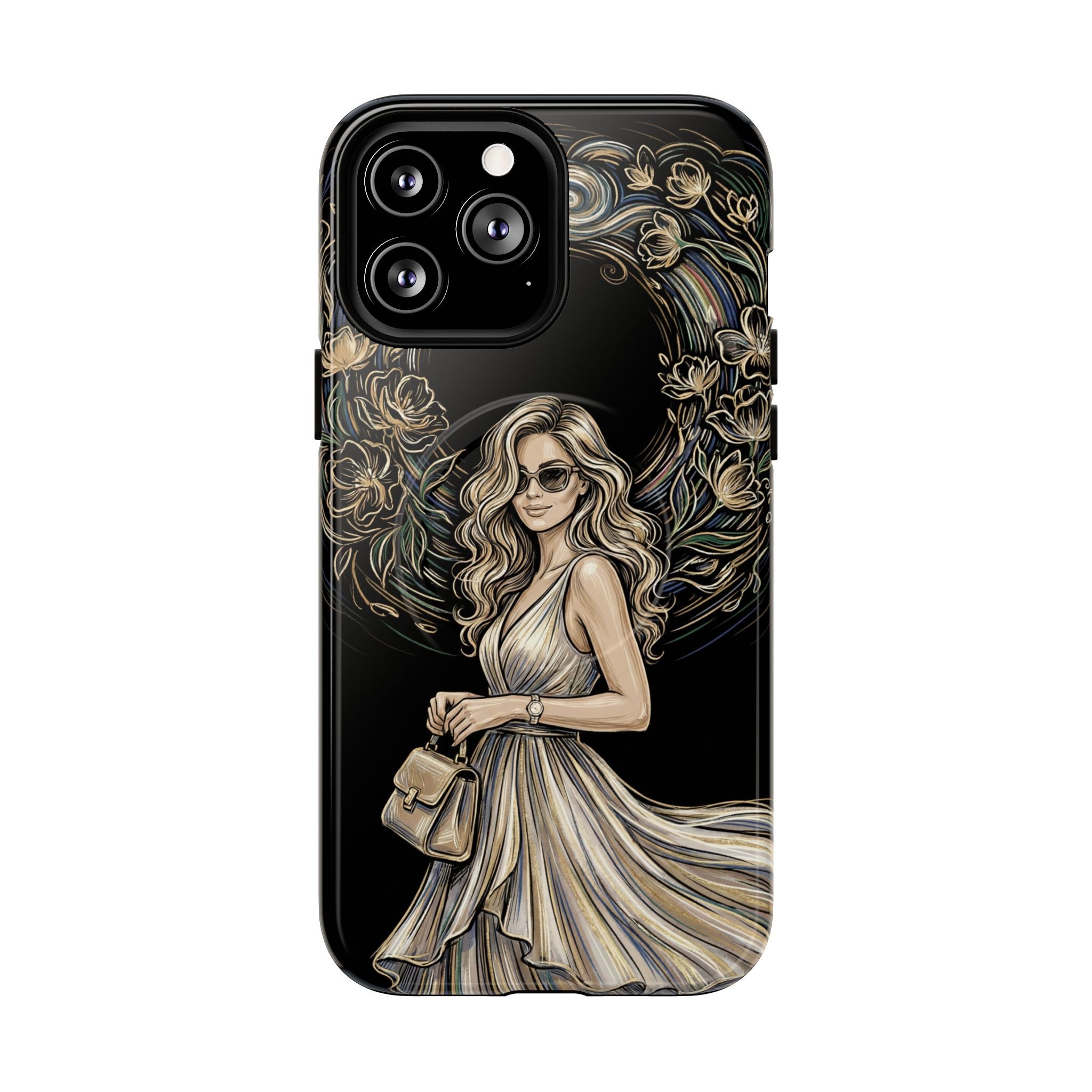 Stylish Woman Floral Wreath Tough MagSafe iPhone Case