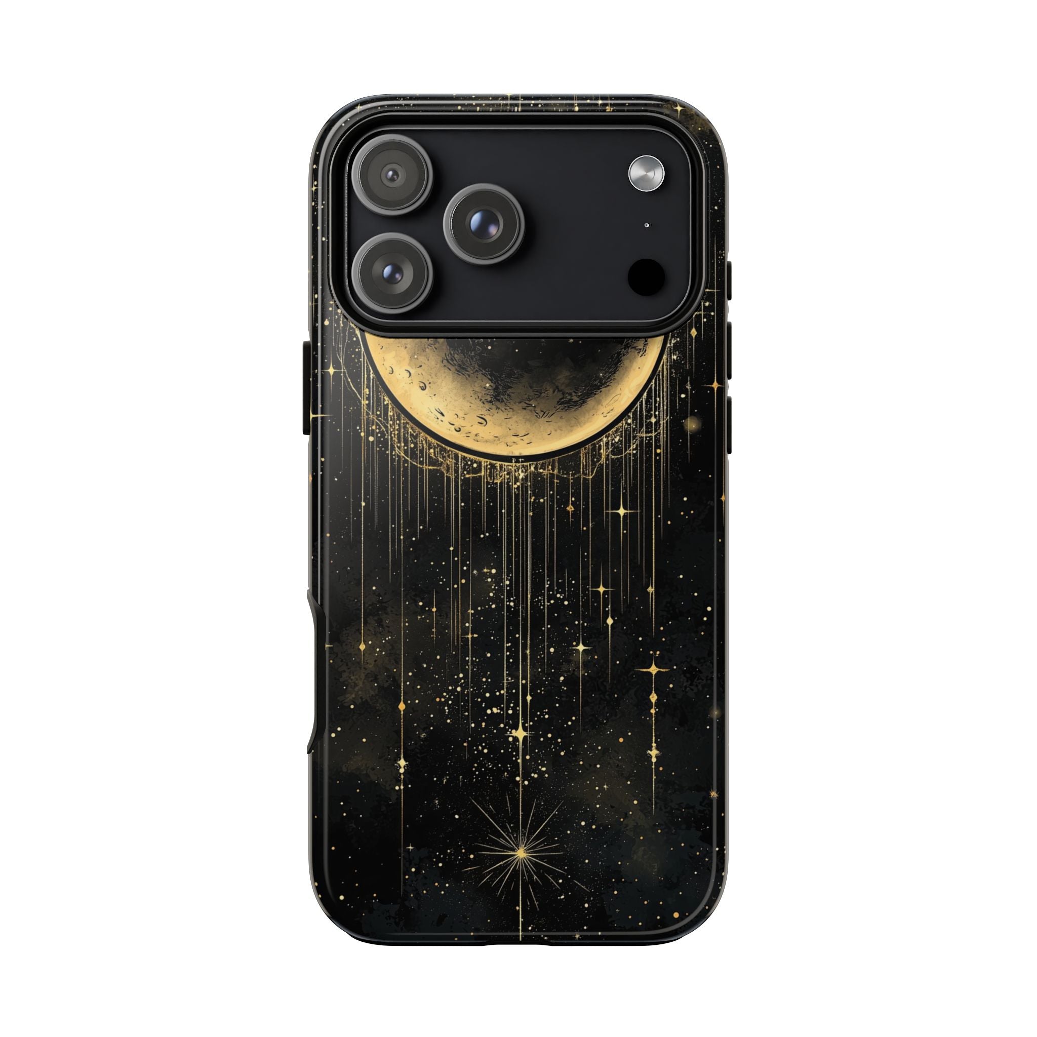 Moonlit Crescent Tough iPhone Case | Gold Stars Night Sky