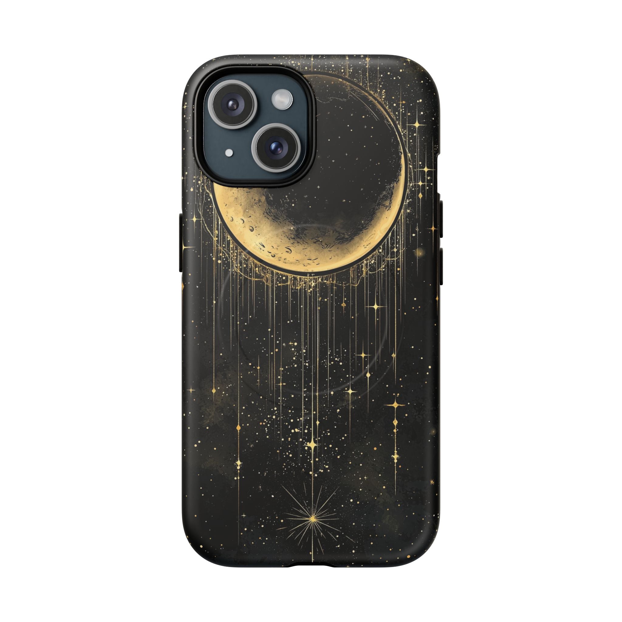 Custodia resistente MagSafe per iPhone Moonlit Crescent | Cielo notturno con stelle dorate