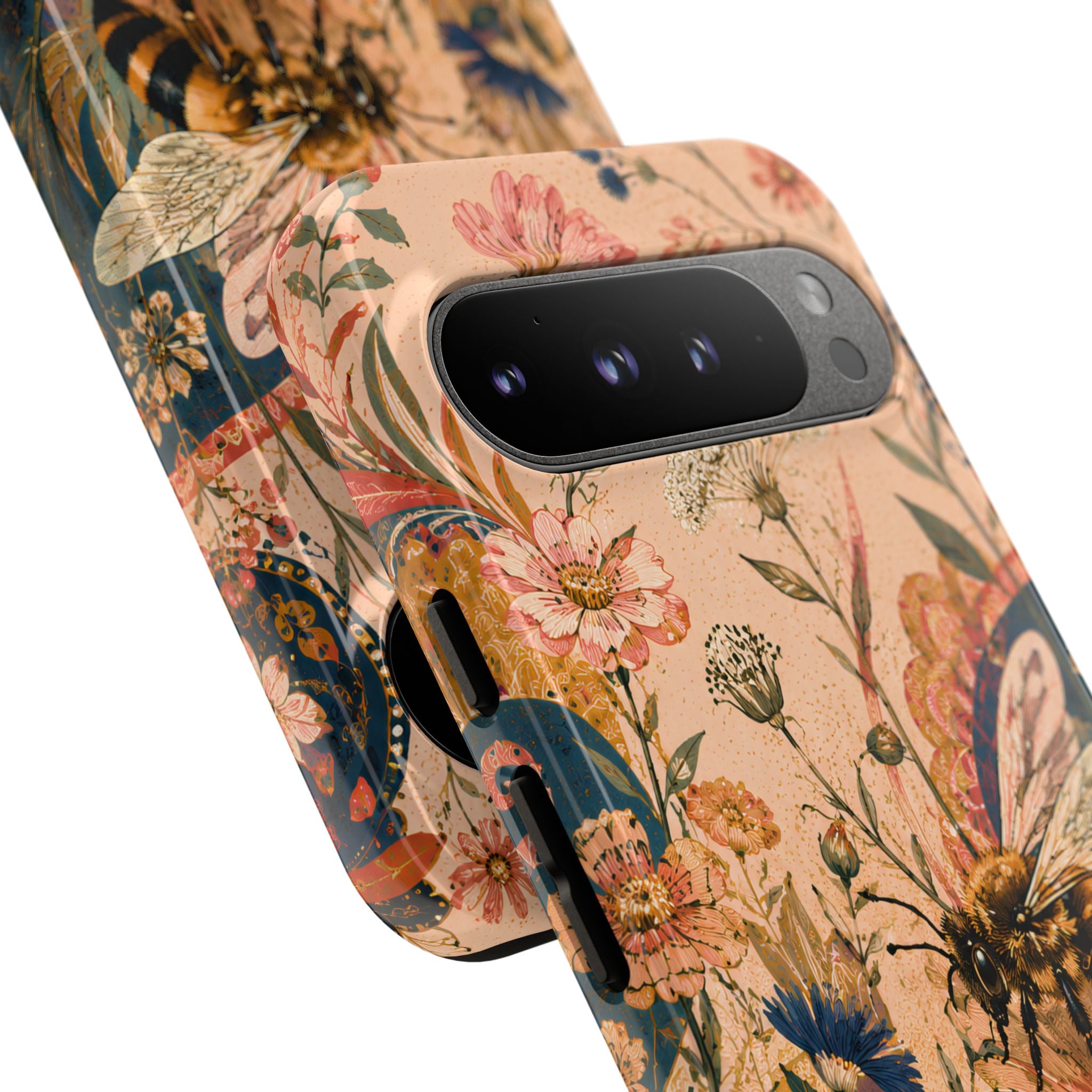 Honeybee Tough Google Pixel Phone Case | Vintage Botanical Flower Cover