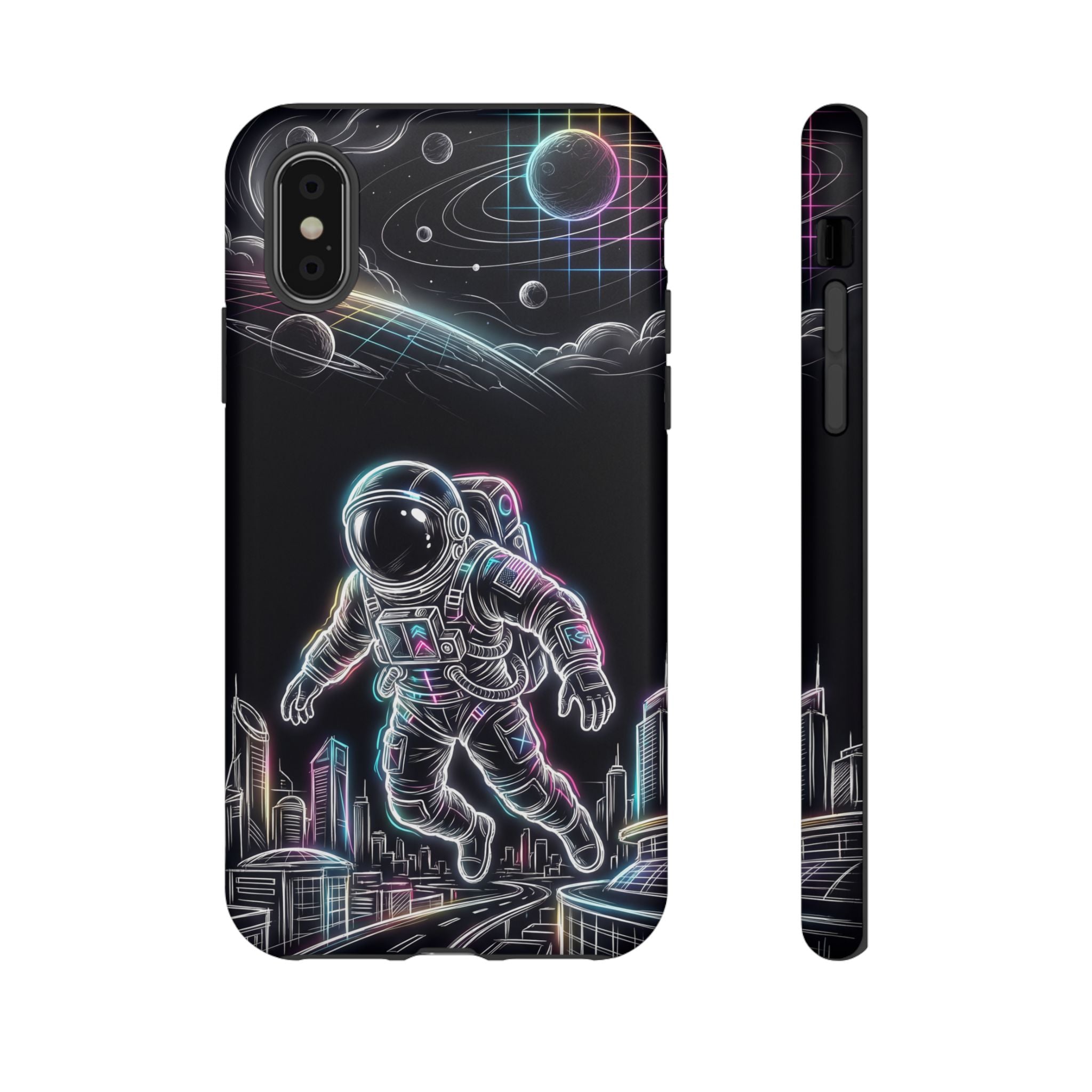 Space Explorer Astronaut Neon iPhone Case