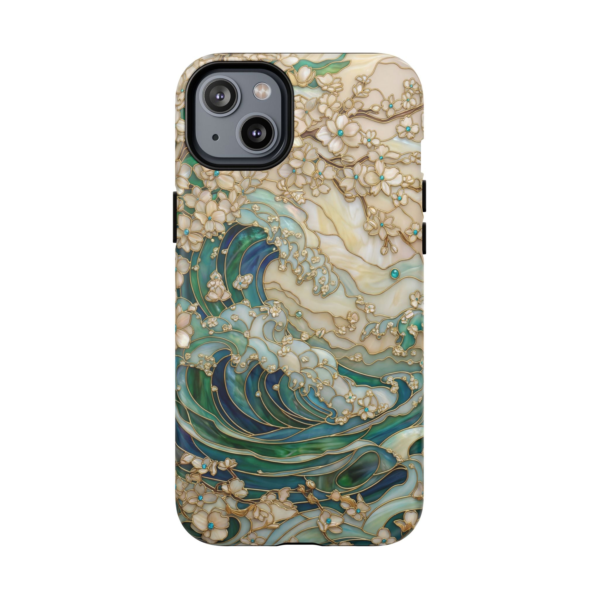 Custodia MagSafe per iPhone Ocean Wave — Custodia resistente con design artistico color acquamarina