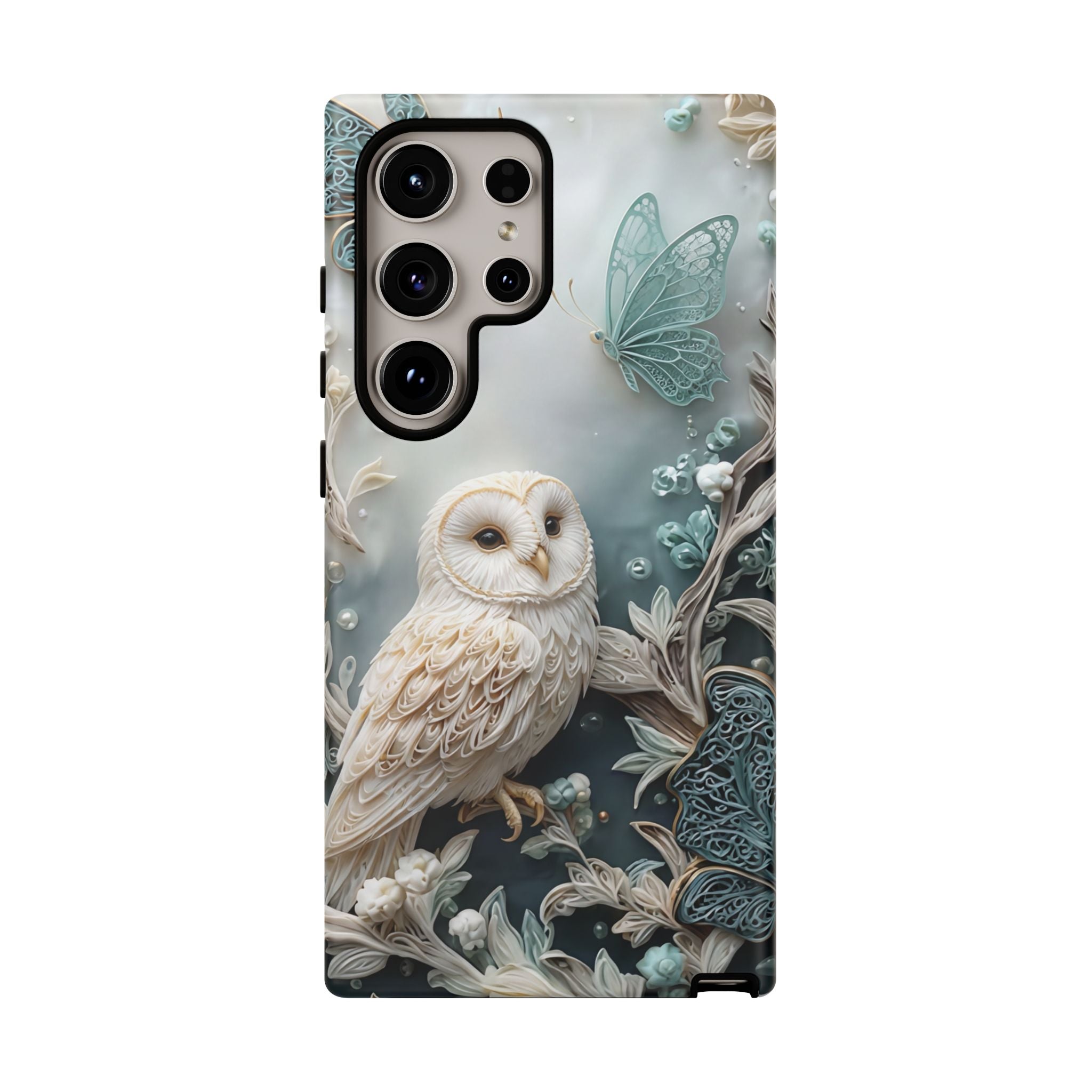 Barn Owl & Butterflies Tough Samsung Galaxy Case