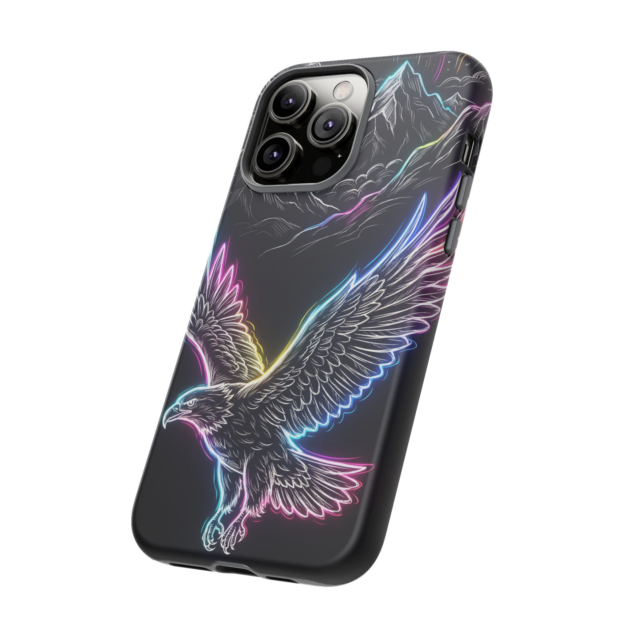 Neon Eagle iPhone Case with Mountain Design