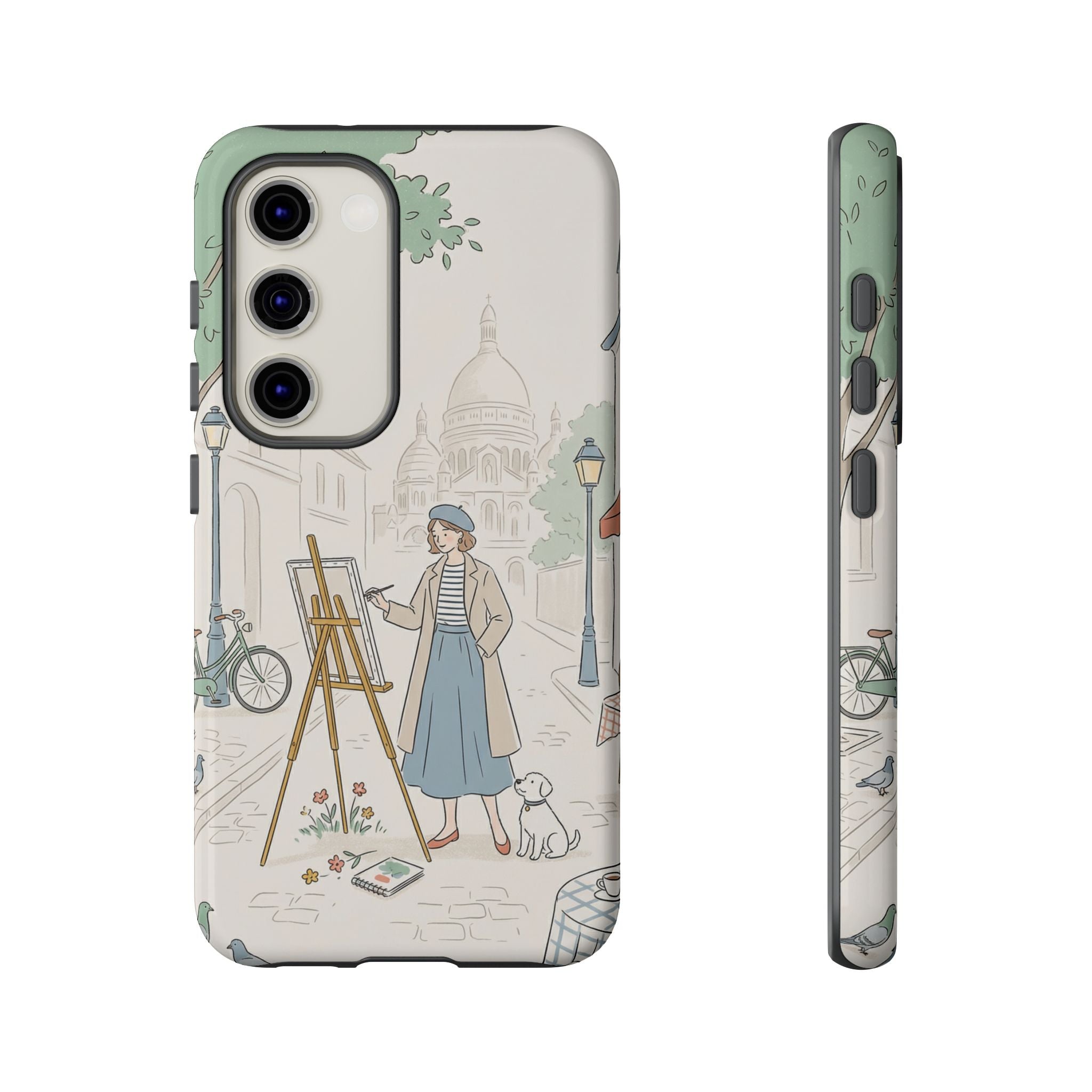 Artist in Paris Samsung Galaxy Phone Case | Vintage Painter Street Scene Protective Cover