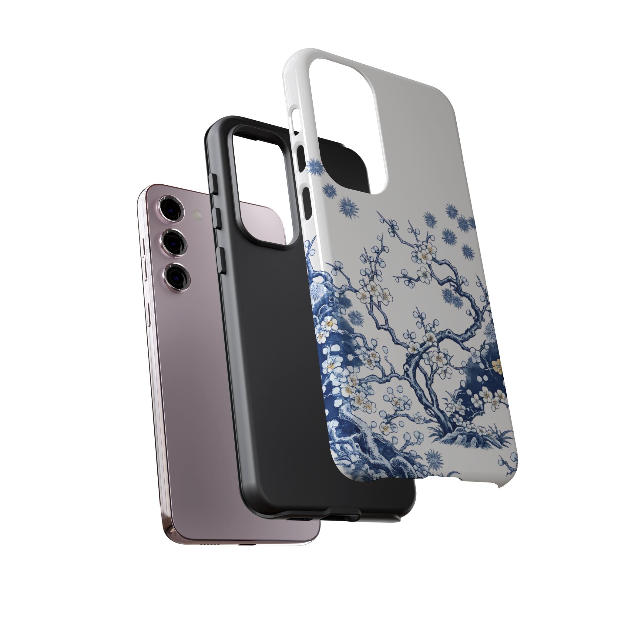 Vintage Blue White Porcelain Samsung Galaxy Phone Case | Chinoiserie Floral Tough Cover