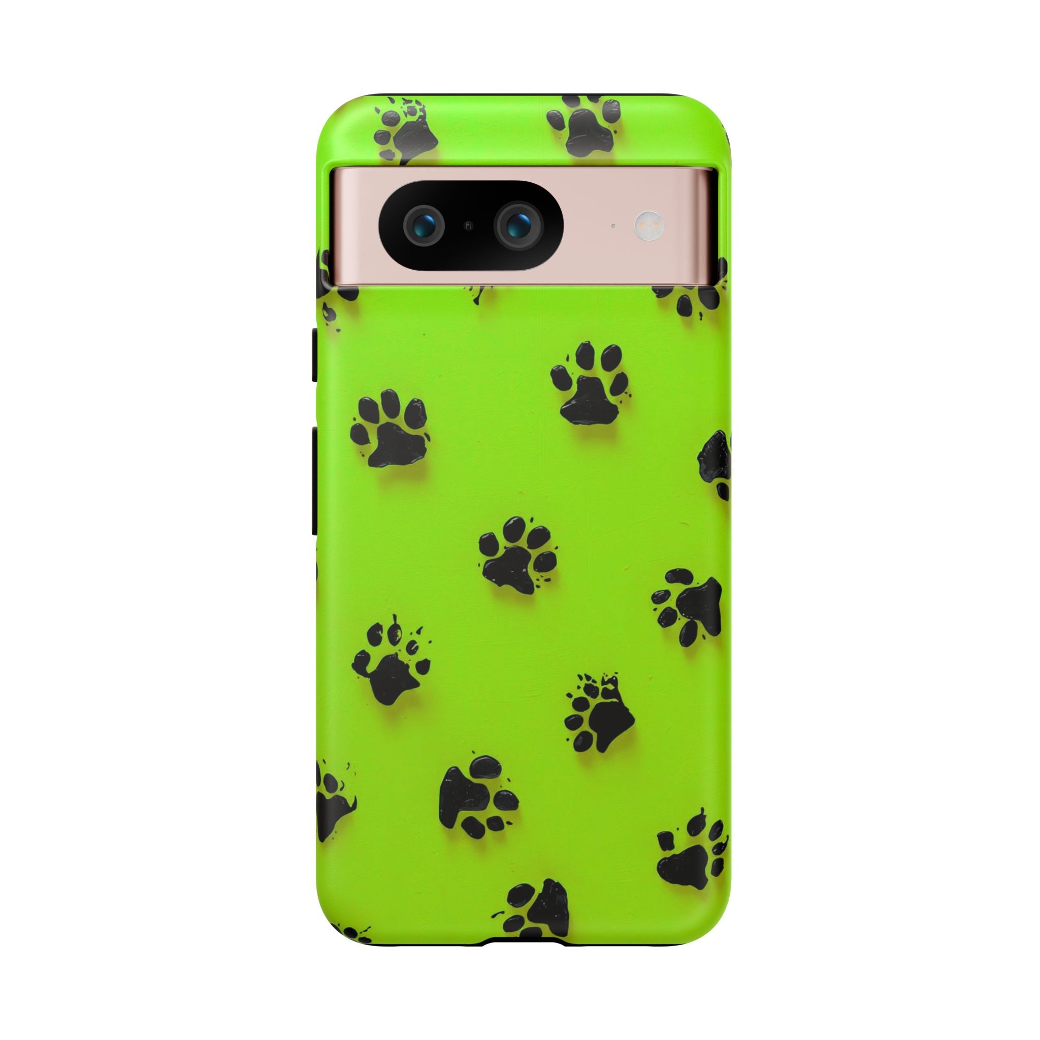 Neon Paw Print Tough Google Pixel Case — Shockproof Pet Lover iPhone Cover