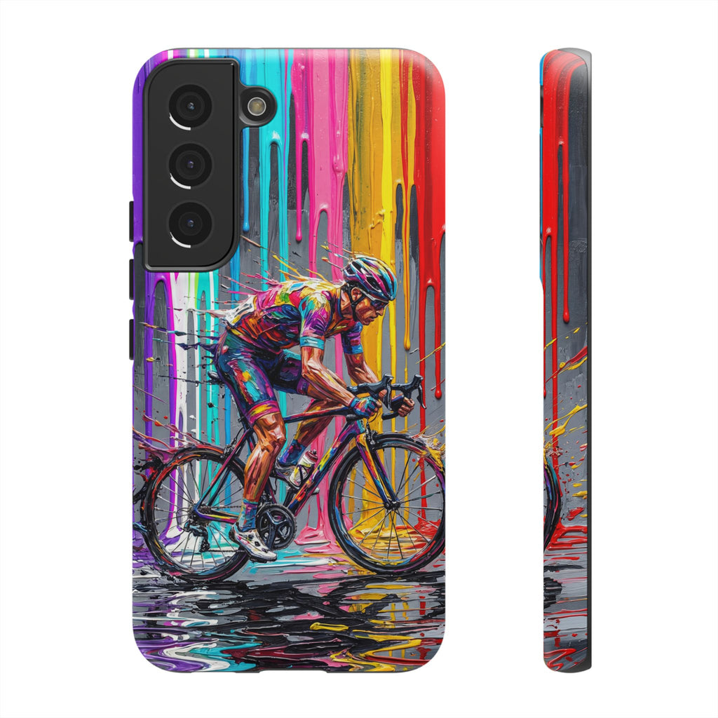 Cyclist Art Samsung Galaxy Phone Case | Colourful Drip Painting Tough Cases