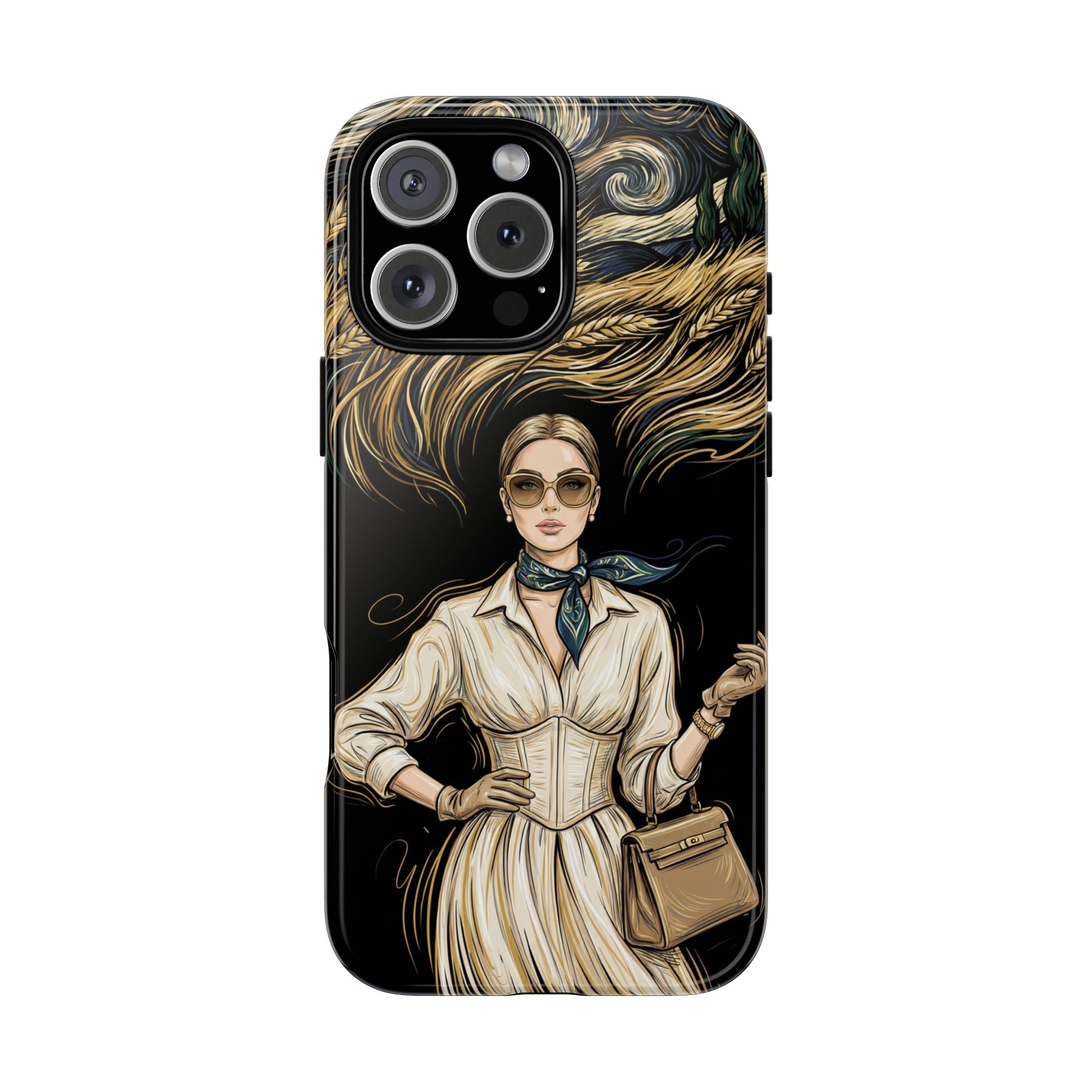 Vintage Elegance iPhone Case | Retro Woman with Flowing Golden Hair