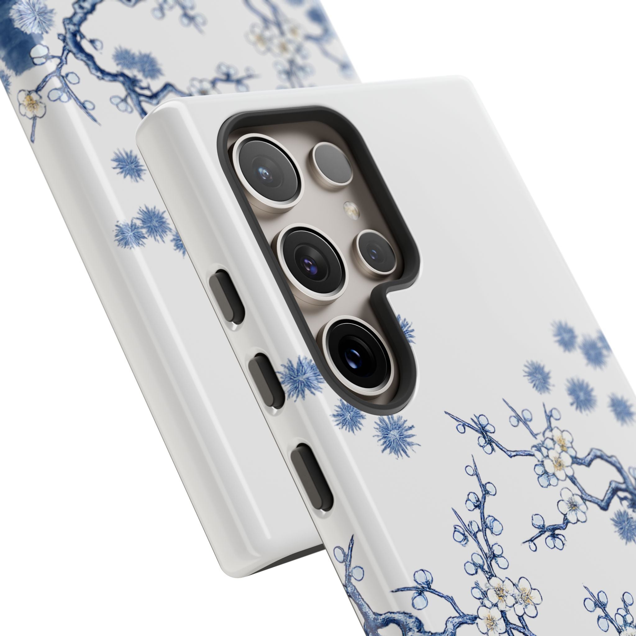Vintage Blue White Porcelain Samsung Galaxy Phone Case | Chinoiserie Floral Tough Cover