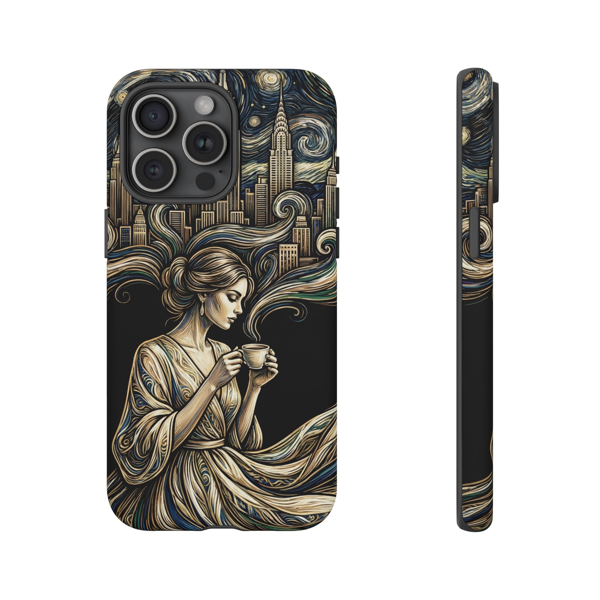 Vintage Cityscape Woman Tea Art iPhone Case