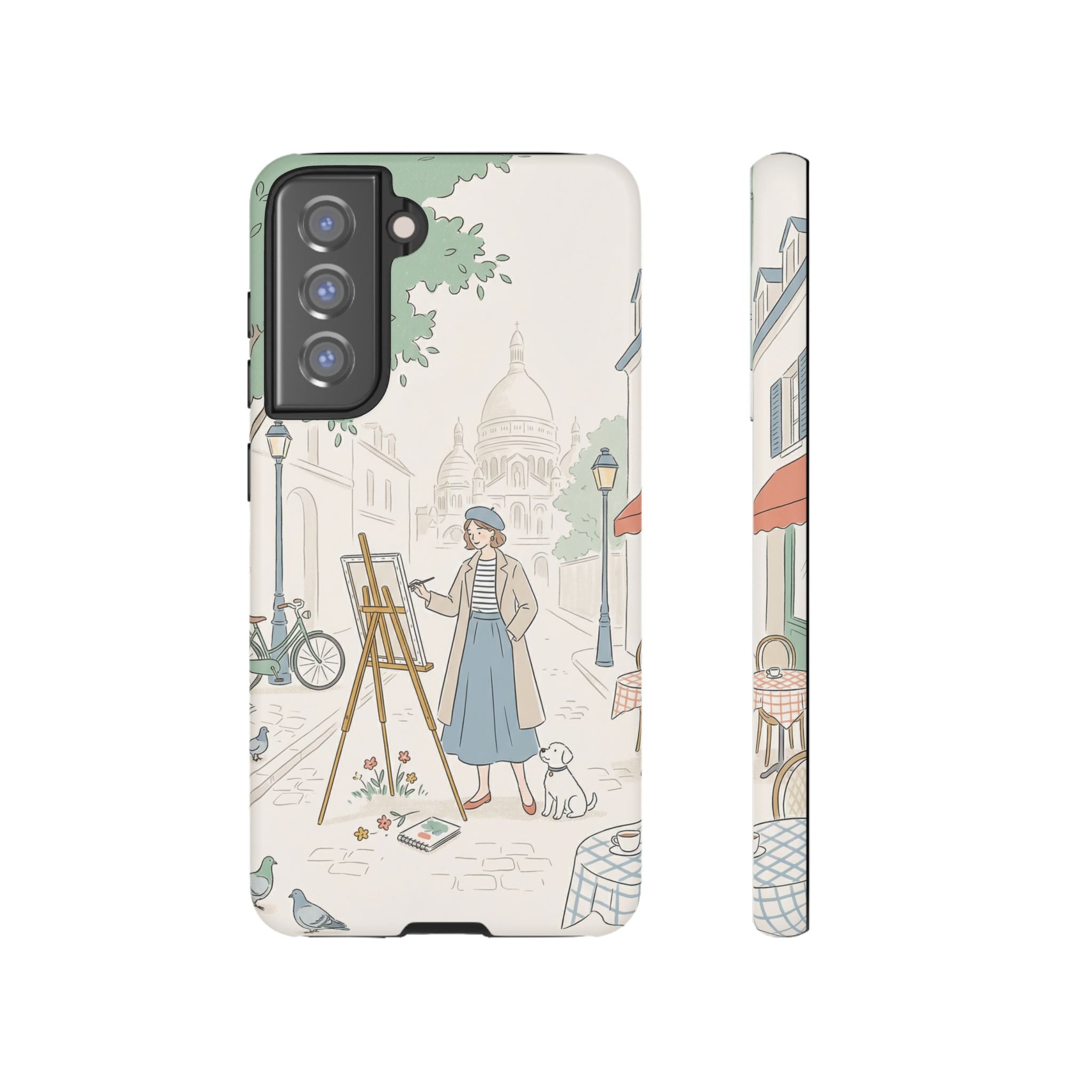 Artist in Paris Samsung Galaxy Phone Case | Vintage Painter Street Scene Protective Cover