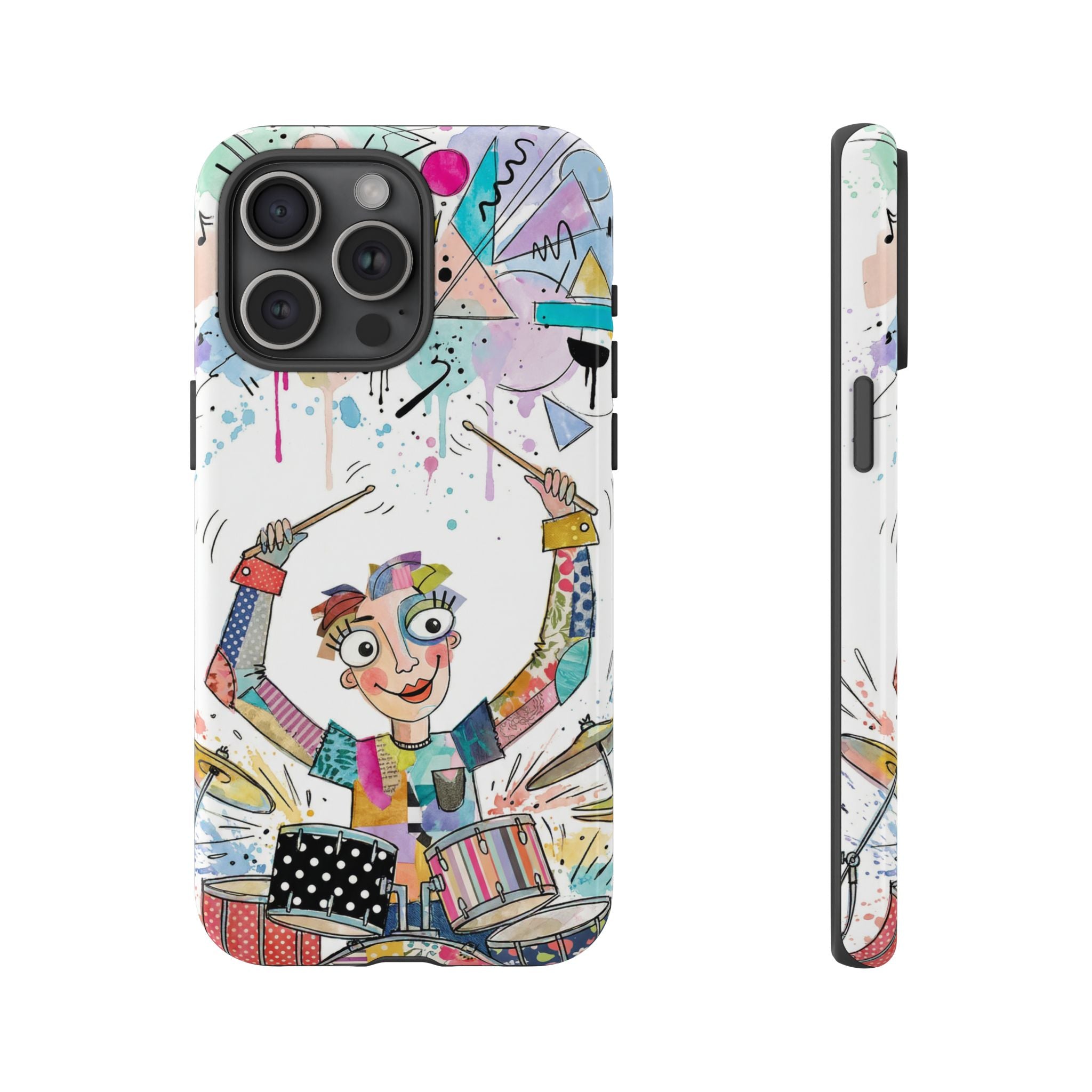 Drummer Boy iPhone Case | Colorful Cartoon Drum Kit Protective Cover