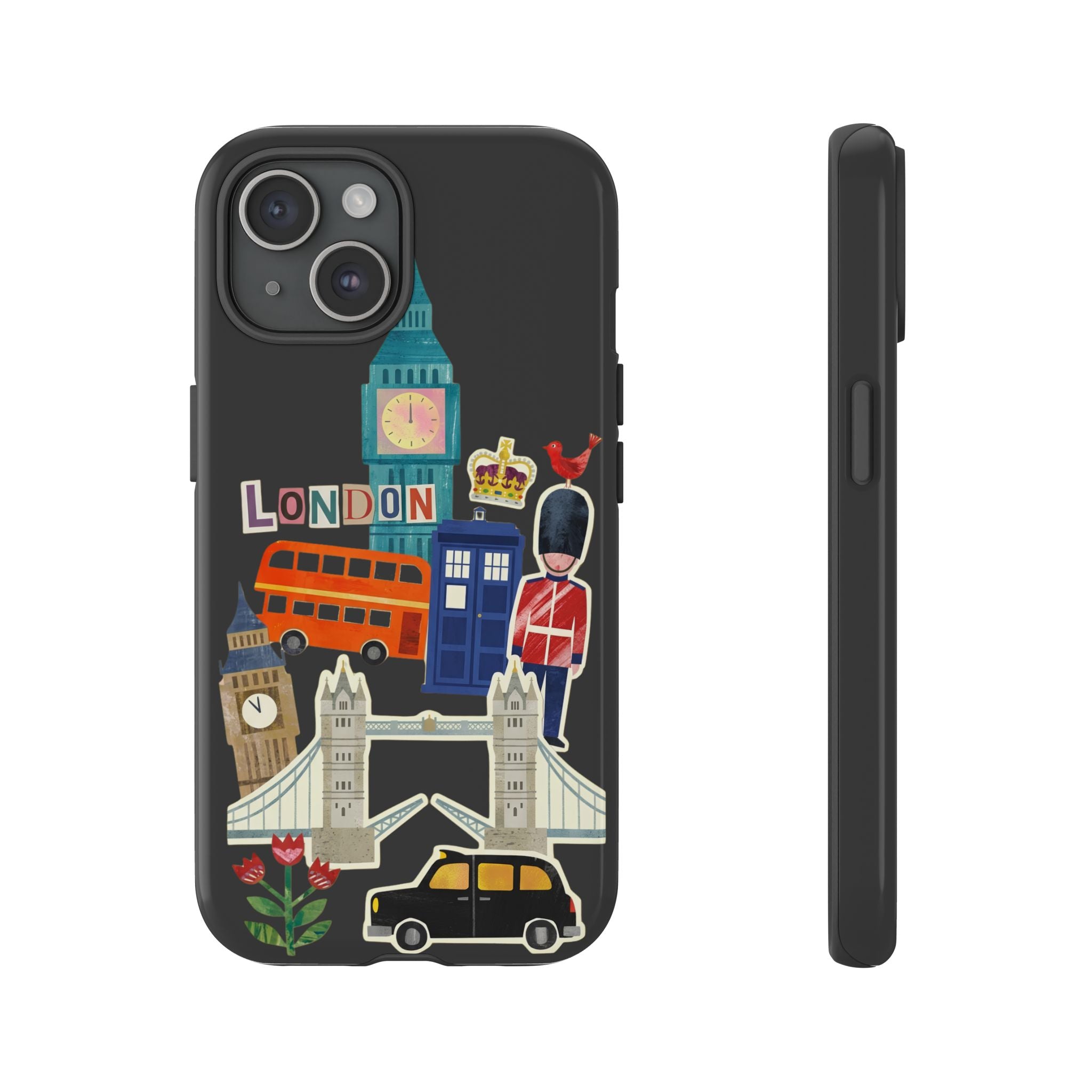 London Travel iPhone Case Aesthetic Sticker Collage Cute Retro City Cover