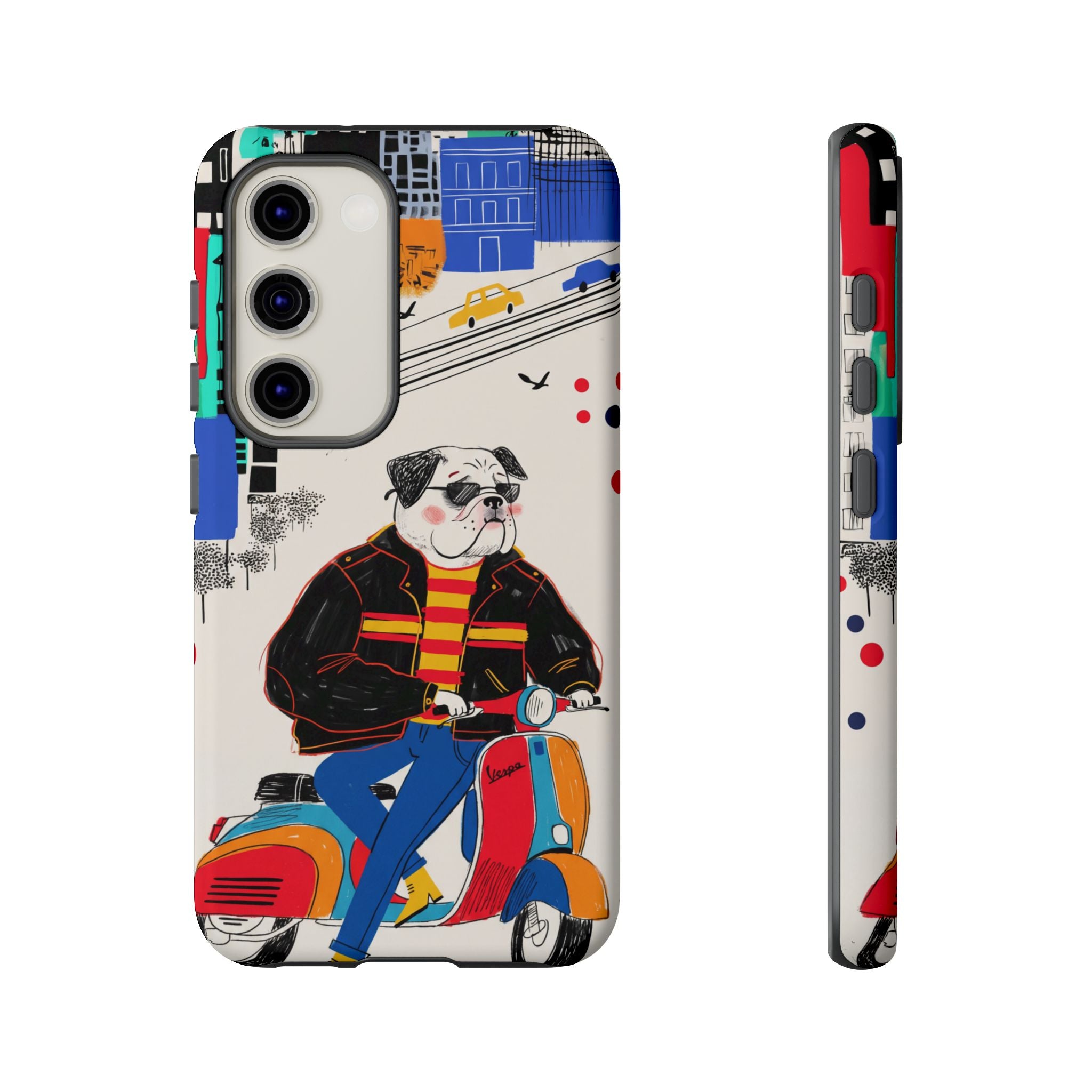 Bulldog Vespa Samsung Galaxy Phone Case | Retro Scooter Dog Protective Cover