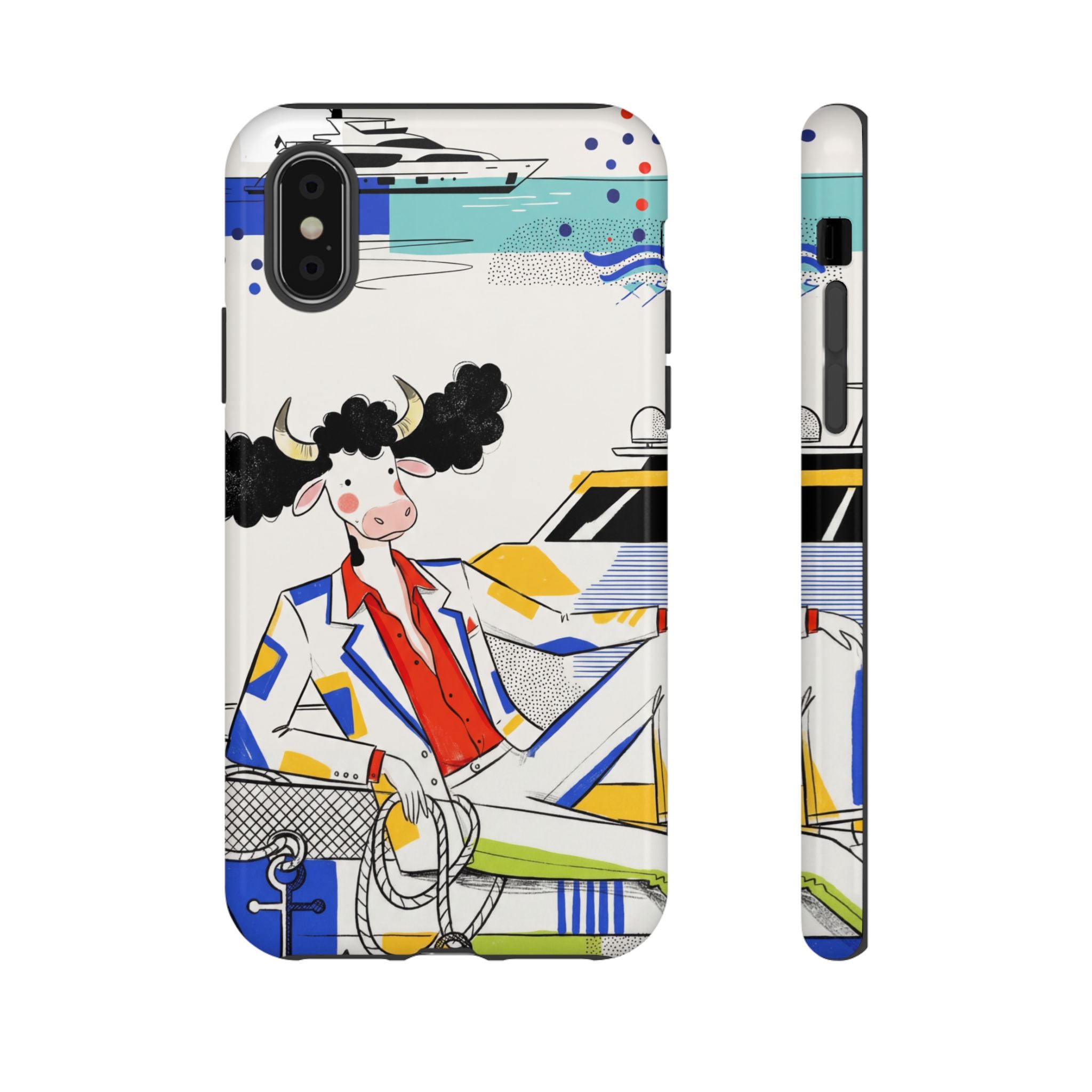Nautical Cow Graphic Protective iPhone Case