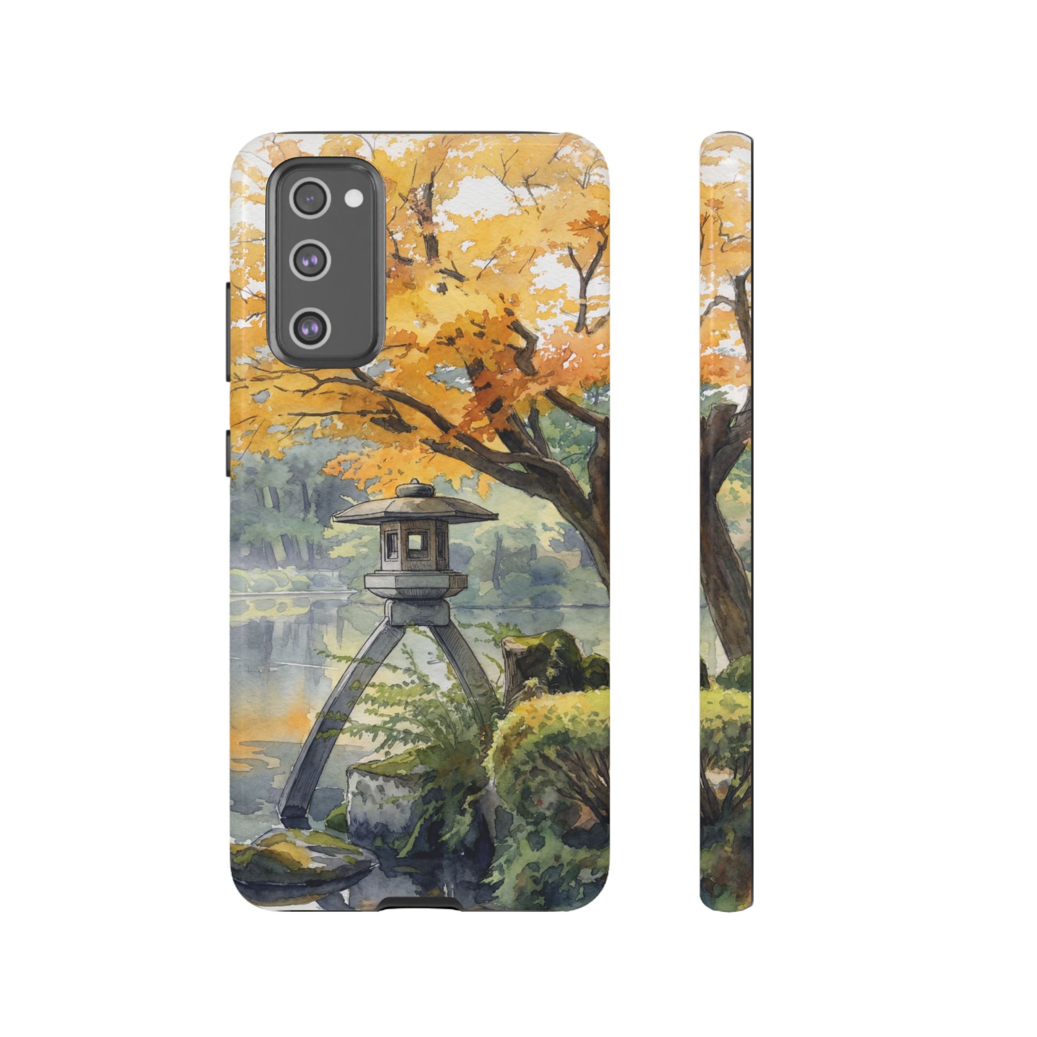 Autumn Japanese Garden Samsung Galaxy Phone Case | Scenic Lantern Fall