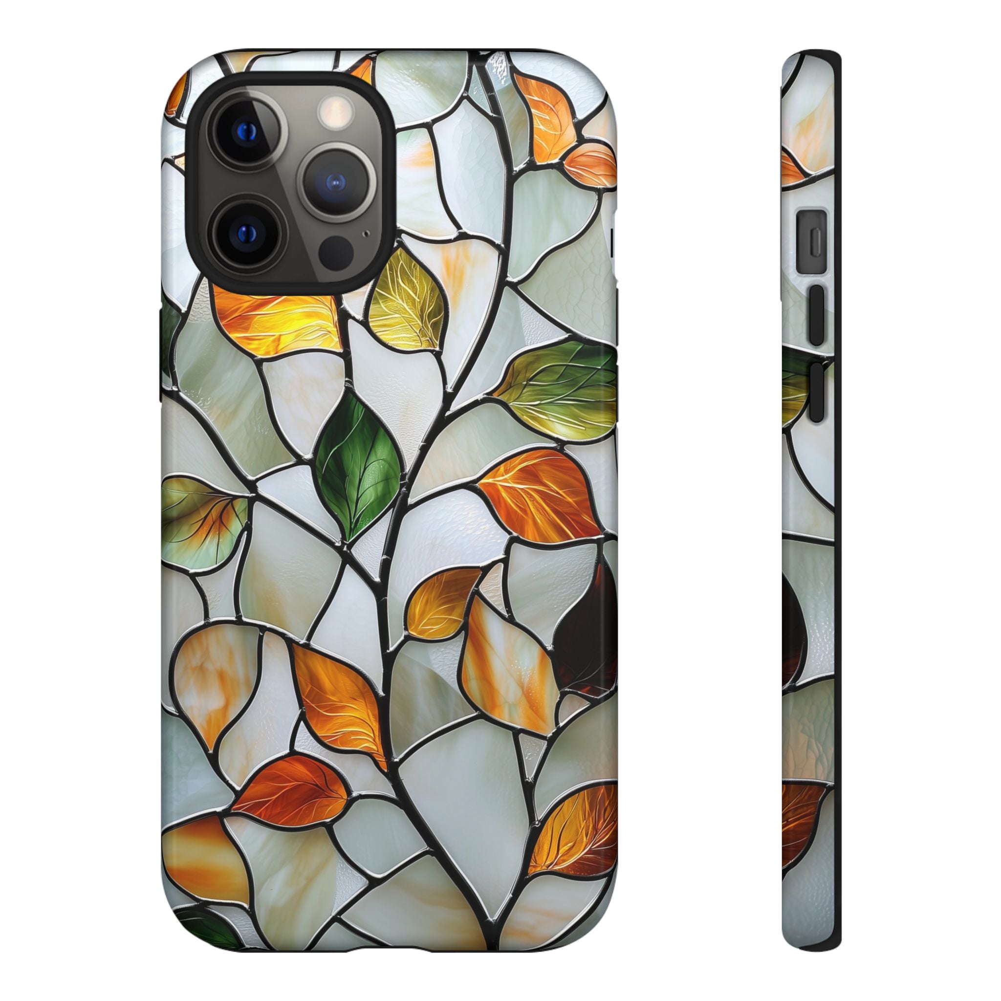 Stained Glass Autumn Leaves Mosaic iPhone Case