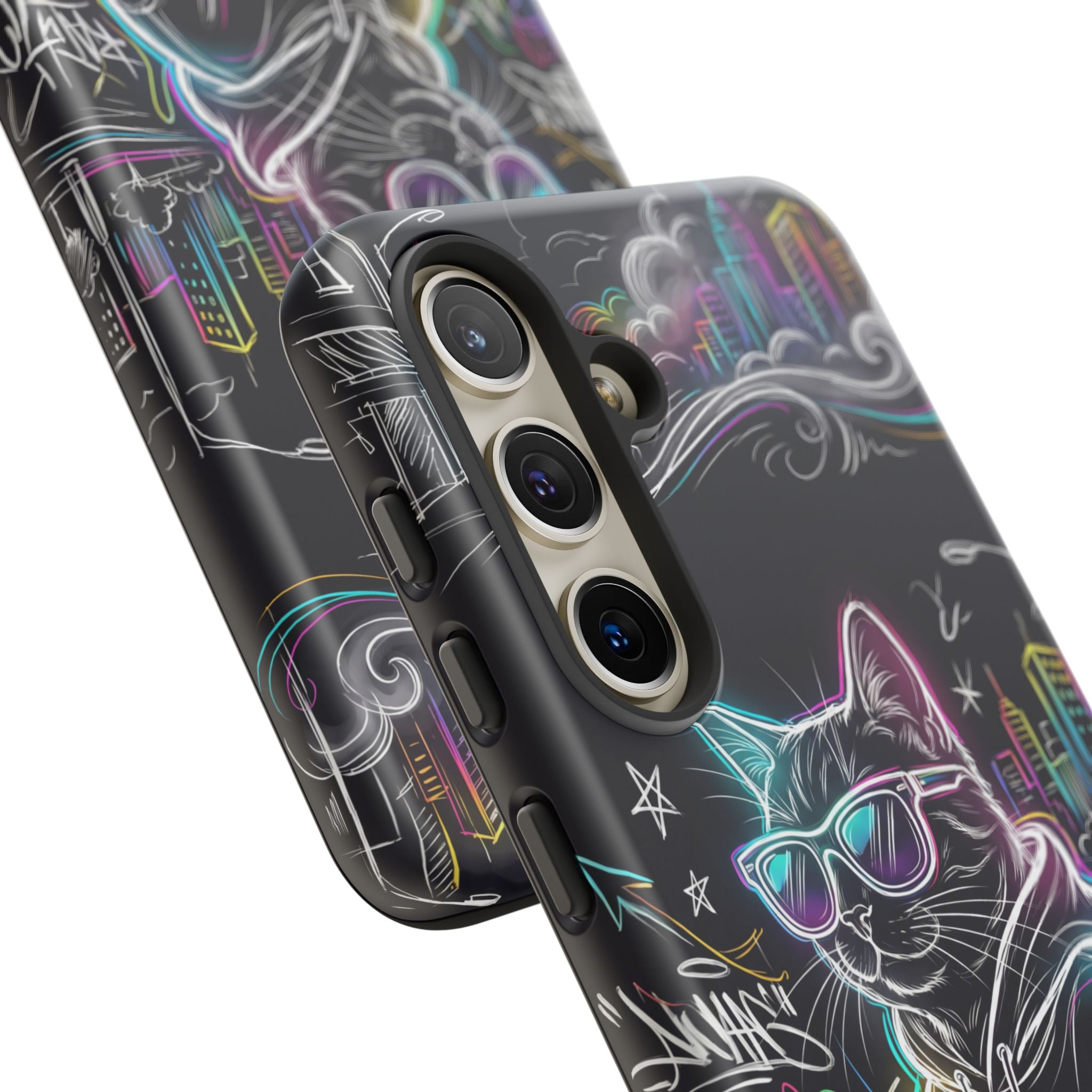 Cool Hoodie Neon Street Cat Samsung Galaxy Phone Case