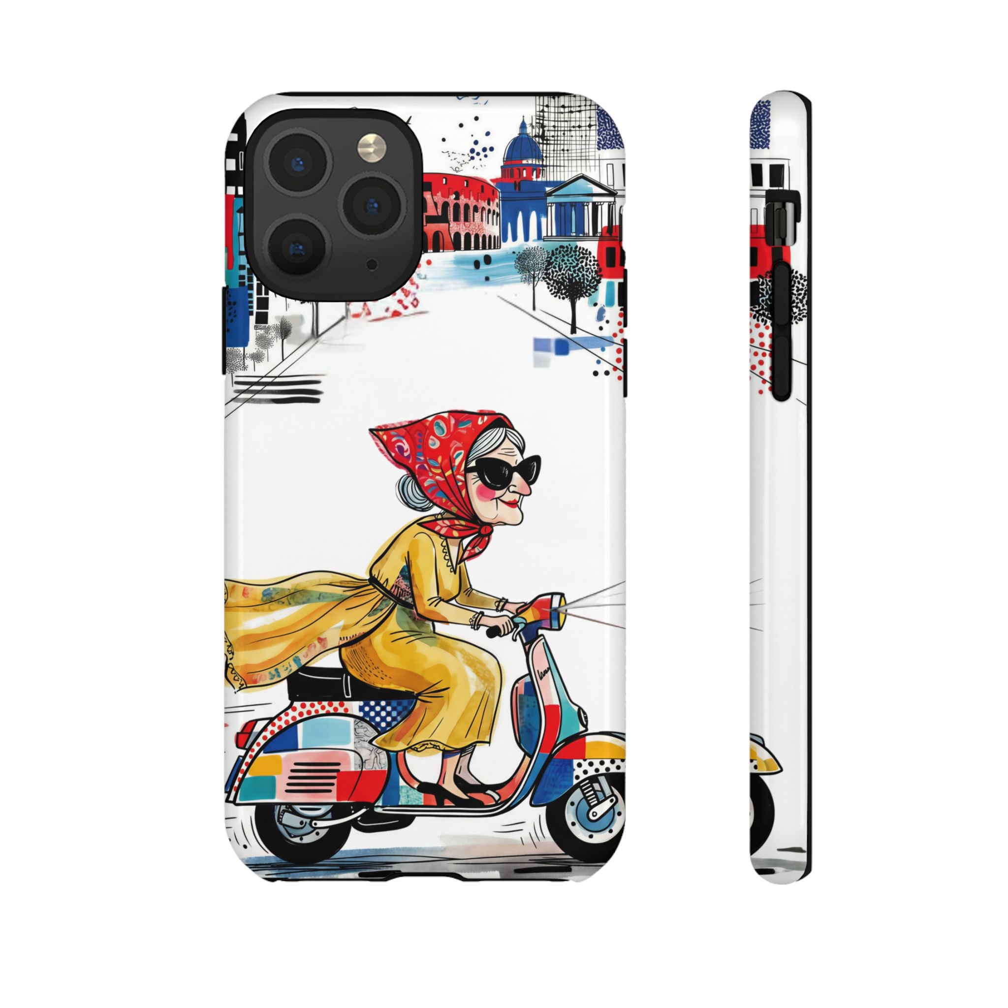 Vintage Vespa Granny iPhone Case | Retro Scooter Travel iPhone Cover