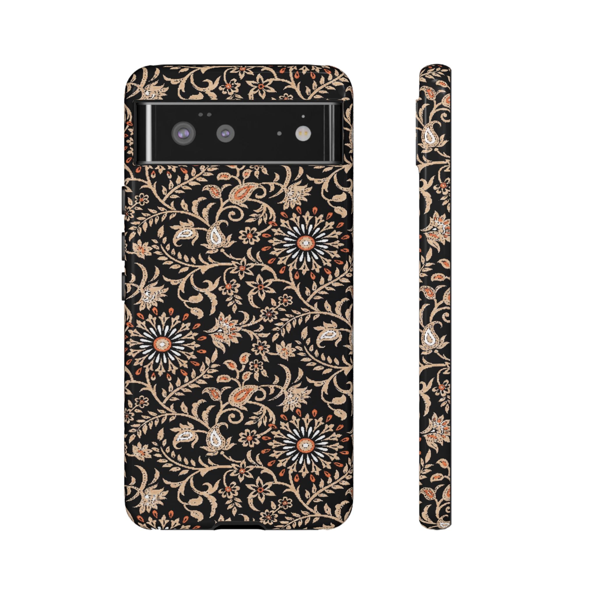 Batik Floral Black Ornate Daisies Tough Google Pixel Case
