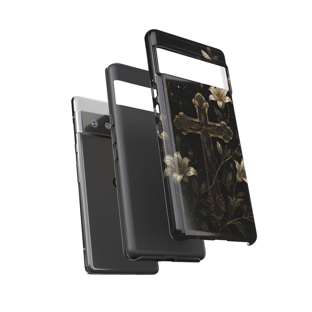 Gothic Cross Lily Google Pixel Phone Case | Christian iPhone Case