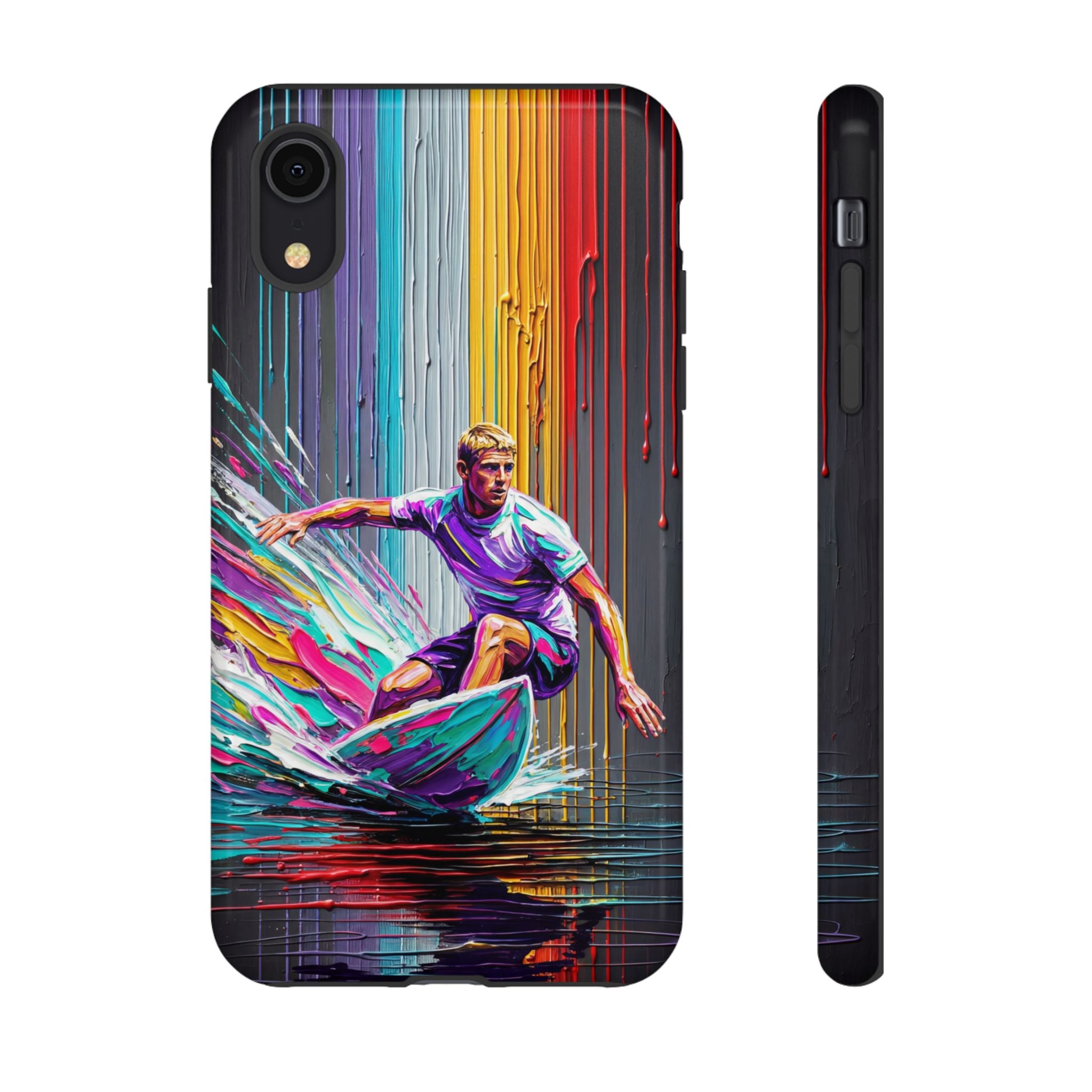 Surfing Art iPhone Case | Colourful Wave Surfer Protective Cover